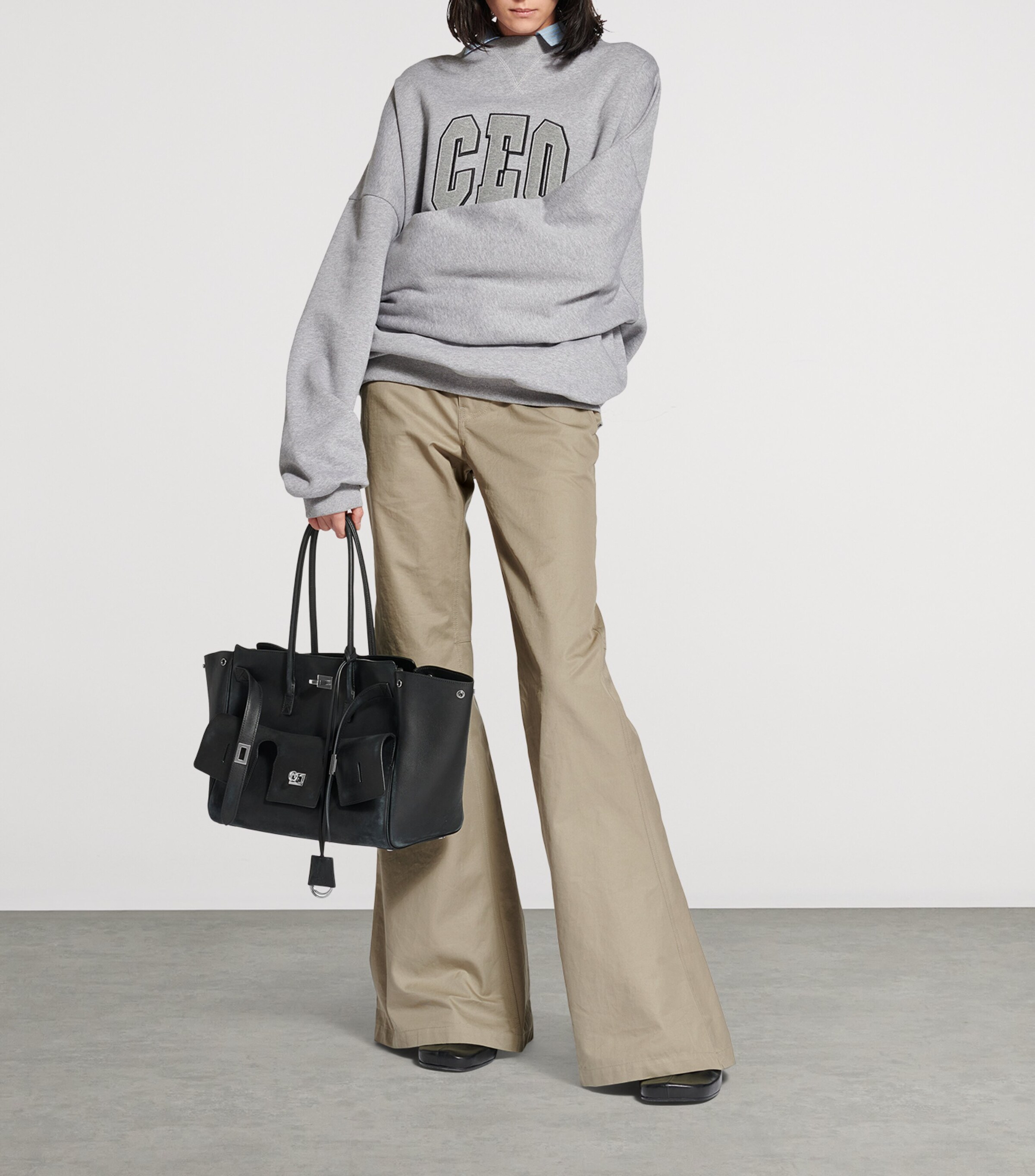Balenciaga Womens Cotton Flared Trousers Image 4