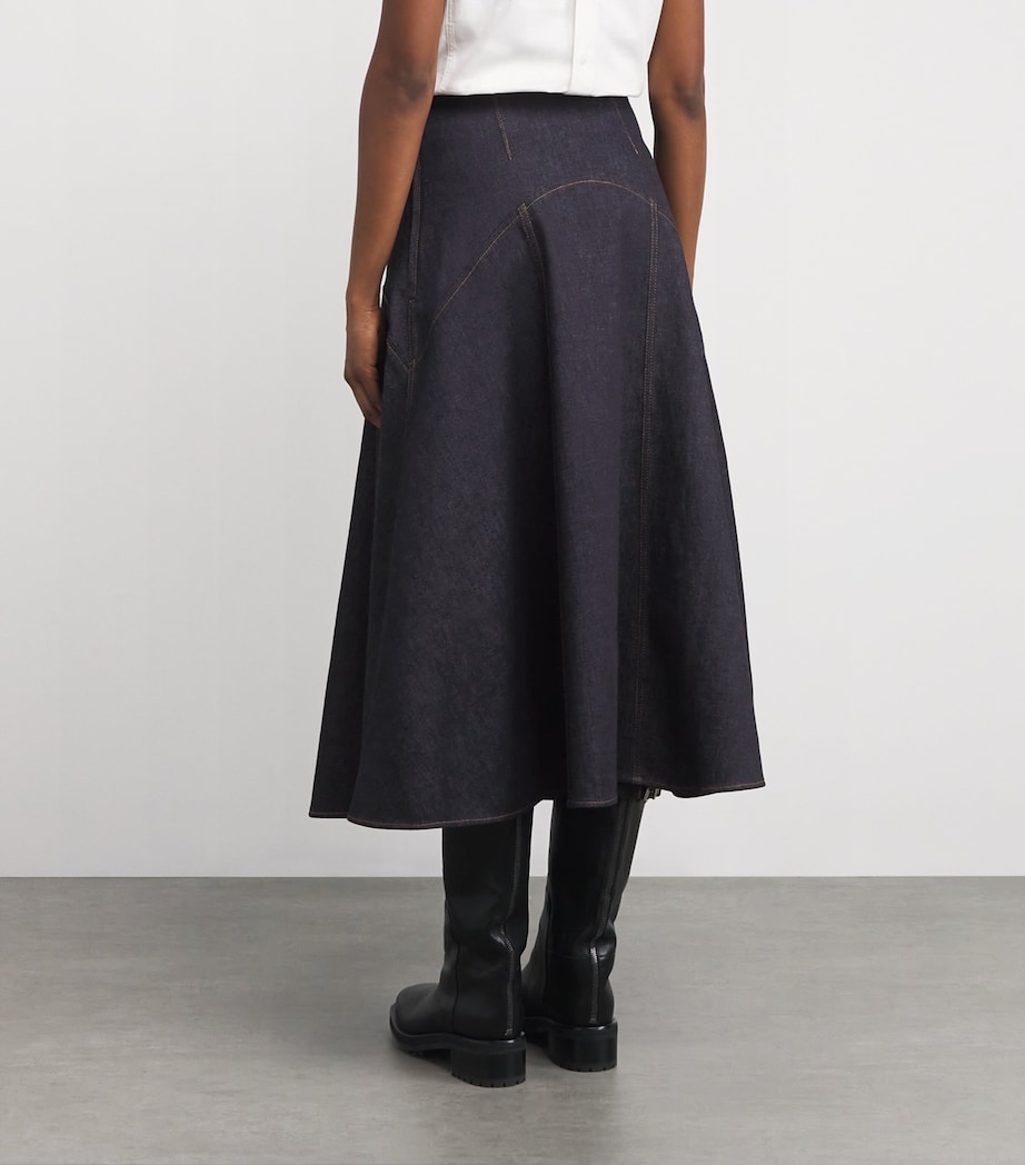 Stretch Cotton-Cashmere Denim Skirt 390 DARK NAVY Image 4