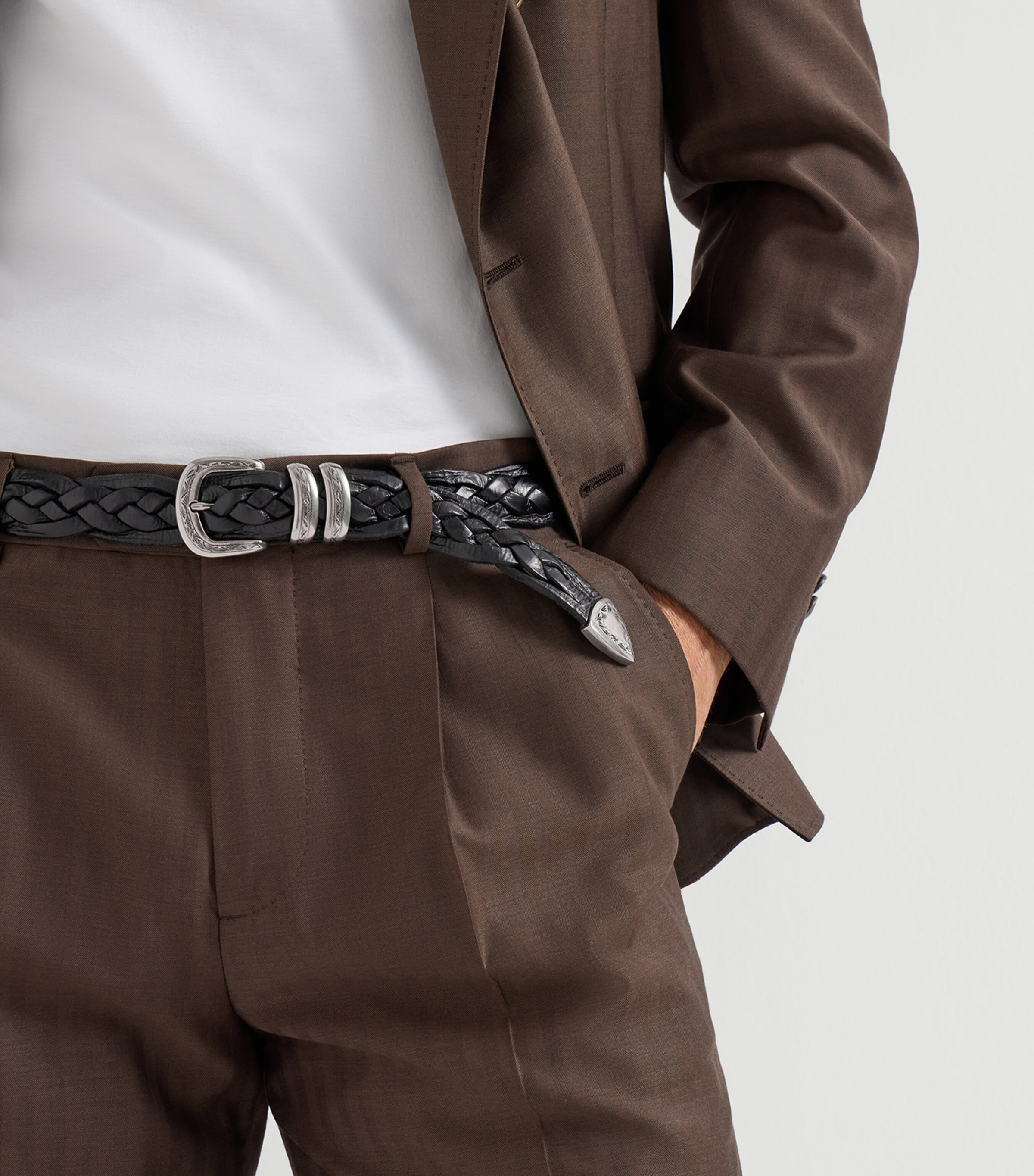 Brunello Cucinelli Leather Woven Belt Image 2