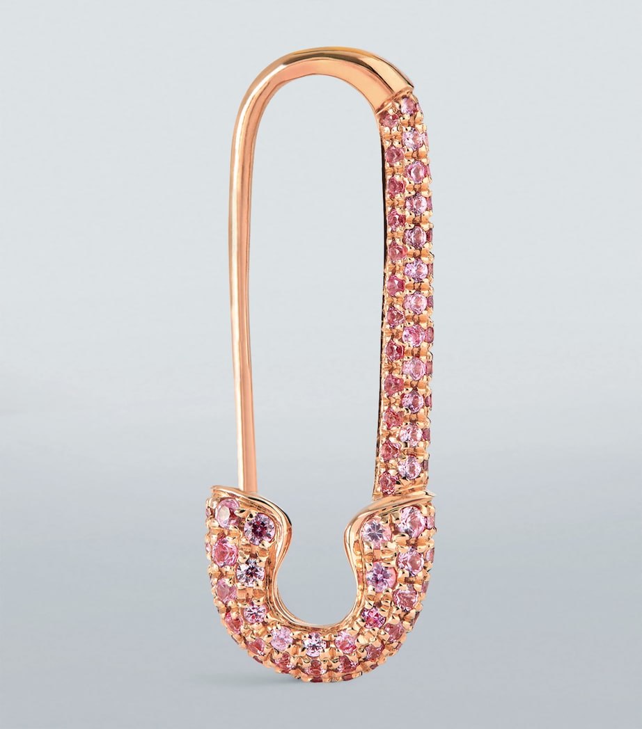Rose Gold and Sapphire Safety Pin Single Left Earring ROSE GOLD Image 3