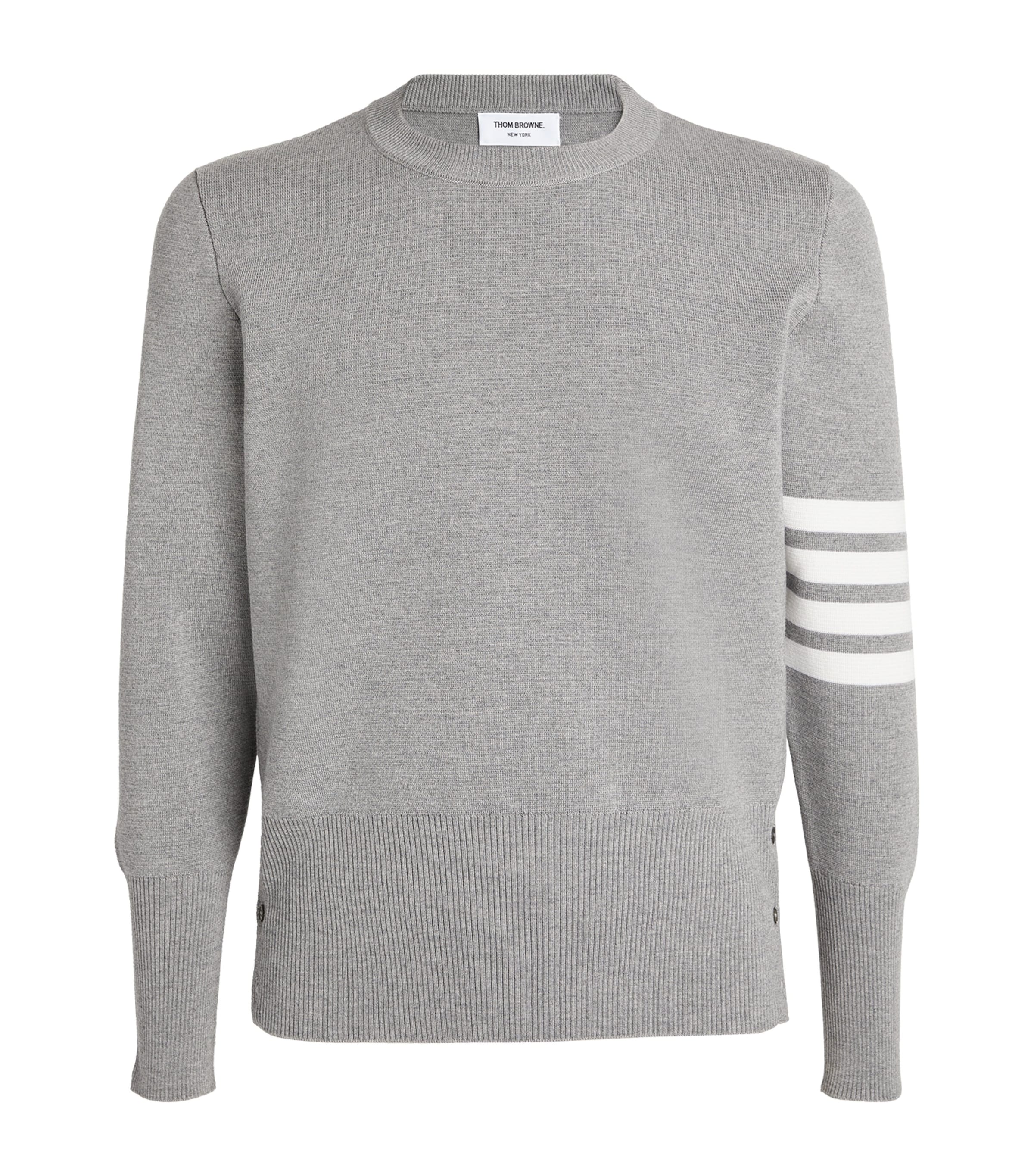 Shop Thom Browne Wool Crew-neck Sweater In Grey