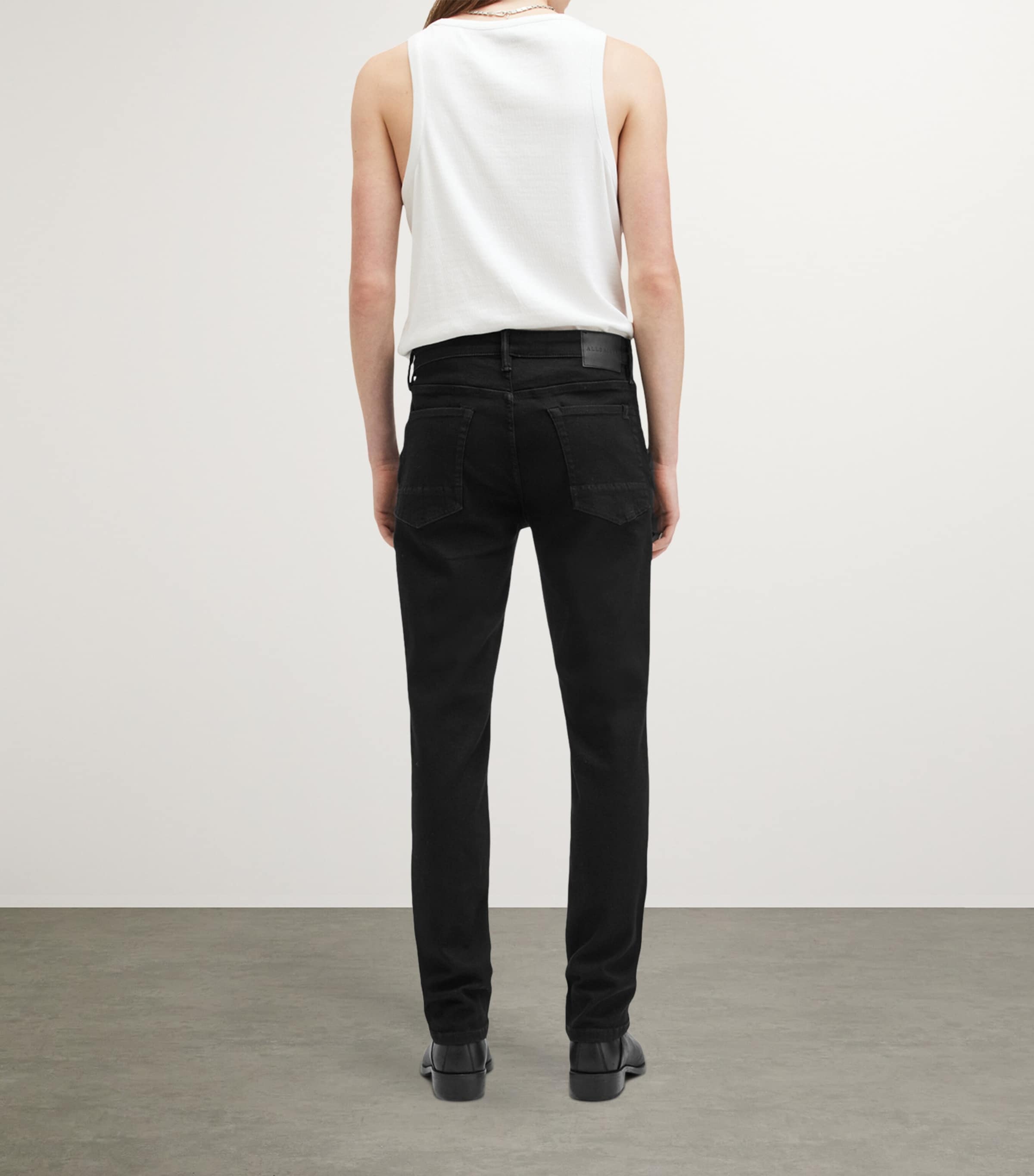 AllSaints Mens Sid Slim Jeans Jet Black Image 3