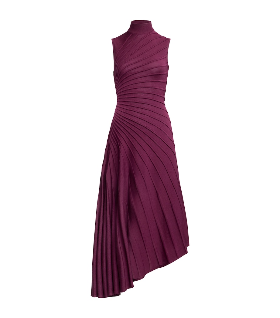 Alaa Red Wool Asymmetric Ray Midi Dress | Harrods US Alaa Red Wool Asymmetric Ray Midi Dress | Harrods US