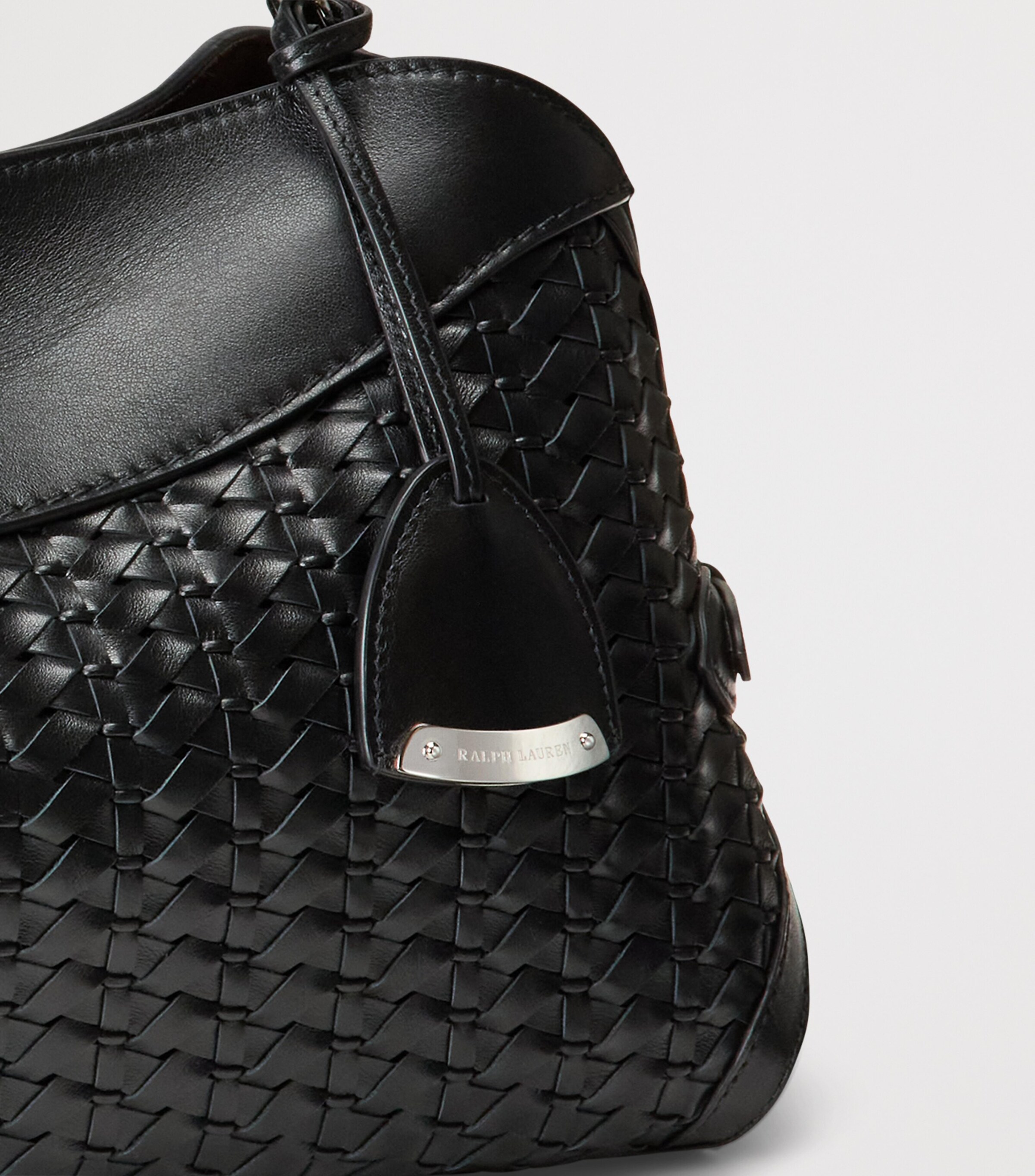 Ralph Lauren Collection Leather Braided The Ralph Shoulder Bag Black Image 4