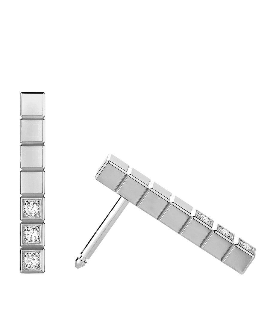 White Gold and Diamond Ice Cube Earrings 18K WHITE GOLD Image 5
