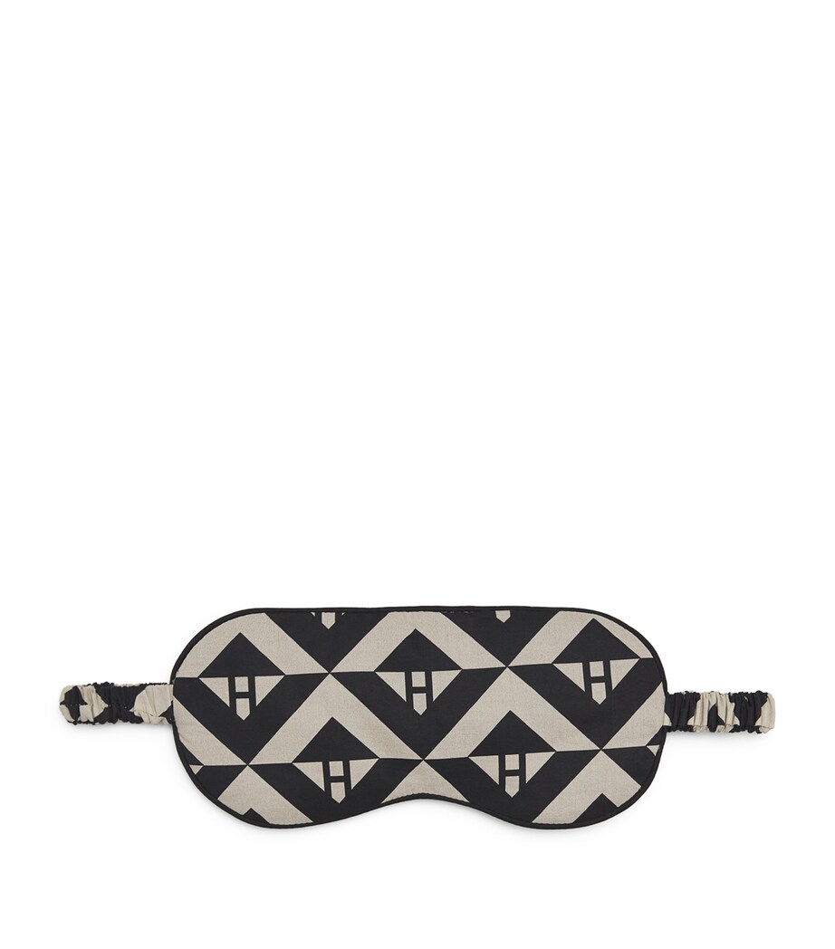 Cotton Geometric Sleep Mask BLACK IVORY Image 1
