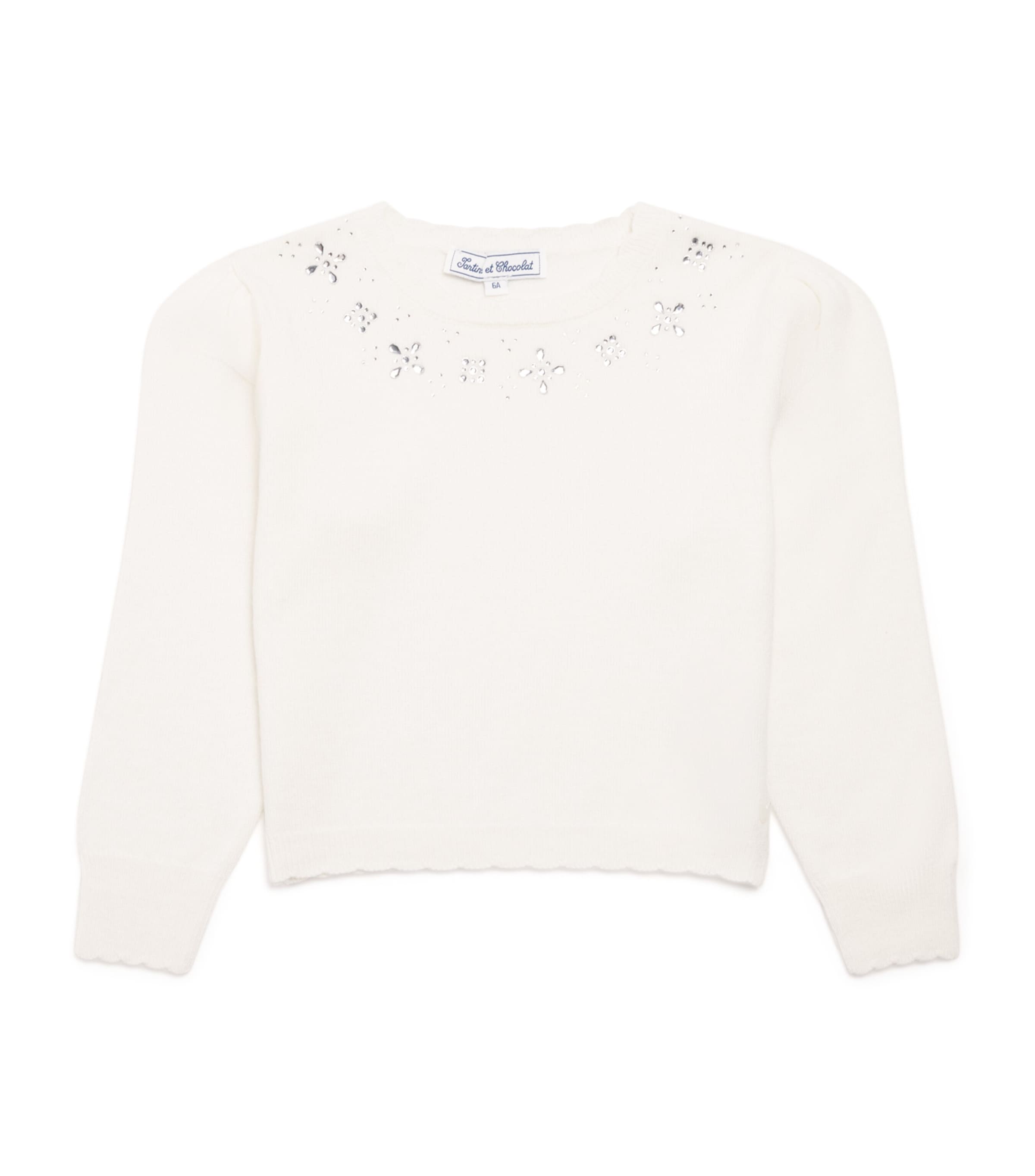 Embellished-Neck Sweater (2-12 Years) 13NACRE Image 1
