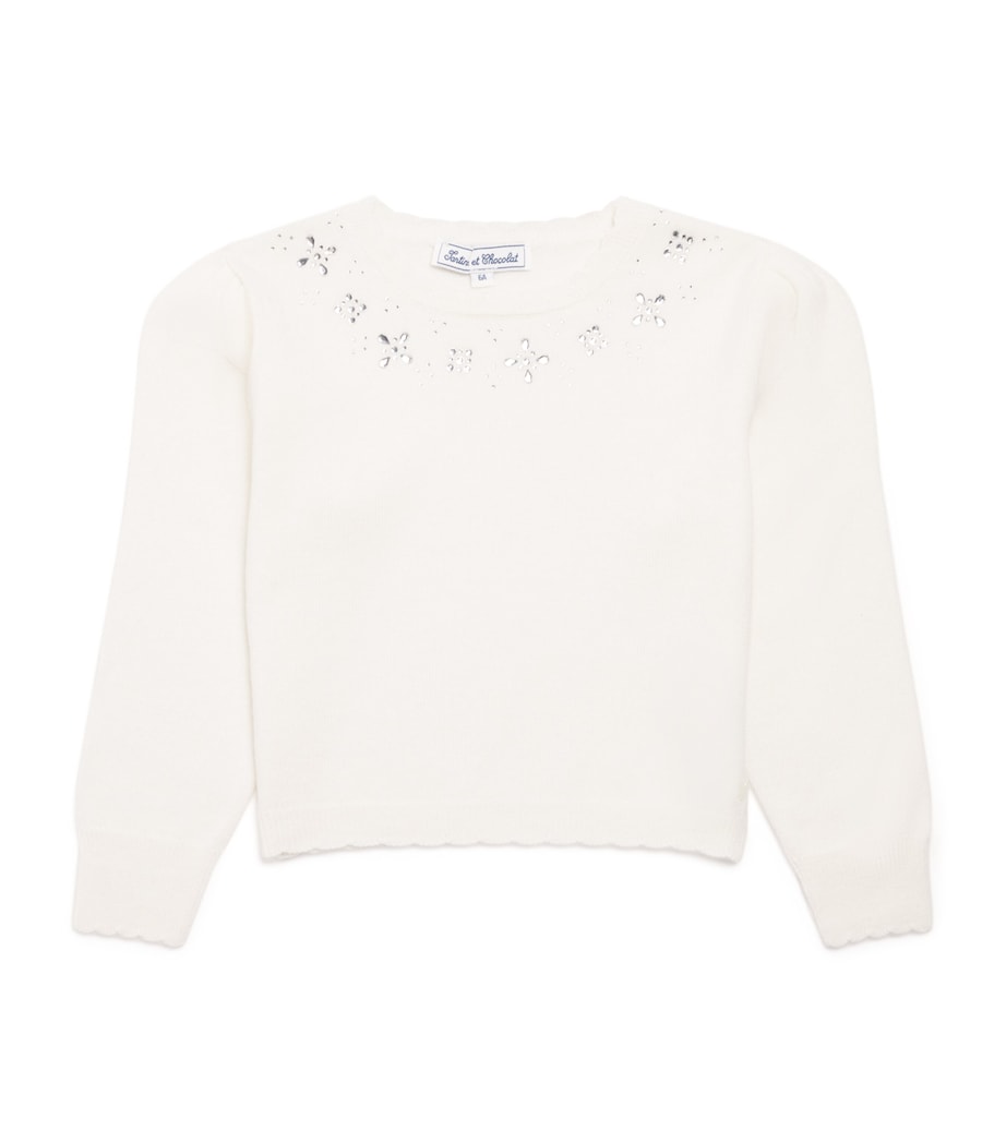 Embellished-Neck Sweater (2-12 Years) 13NACRE Image 1