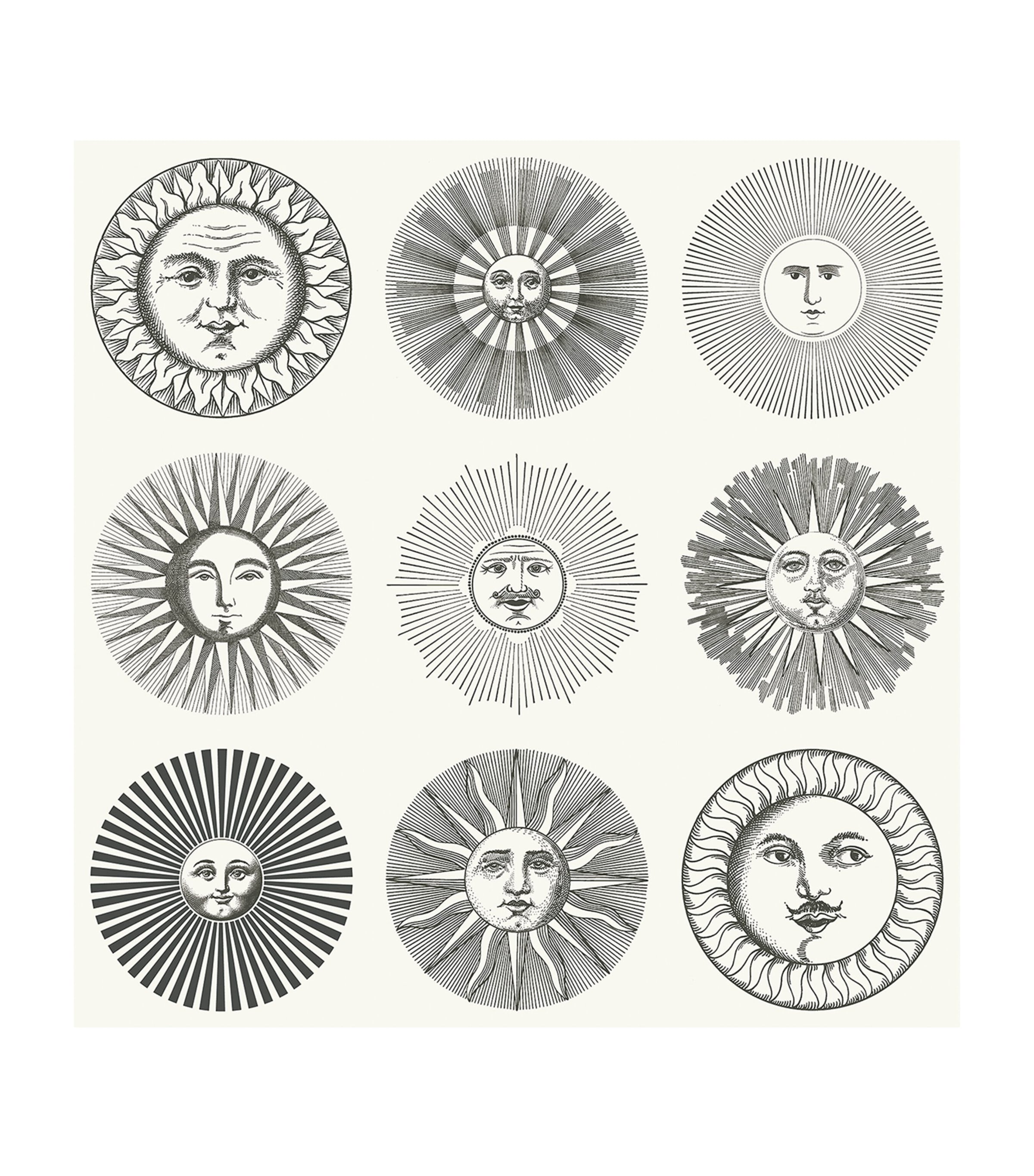 Cole & Son x Fornasetti Soli Wallpaper Roll Black & White Image 1