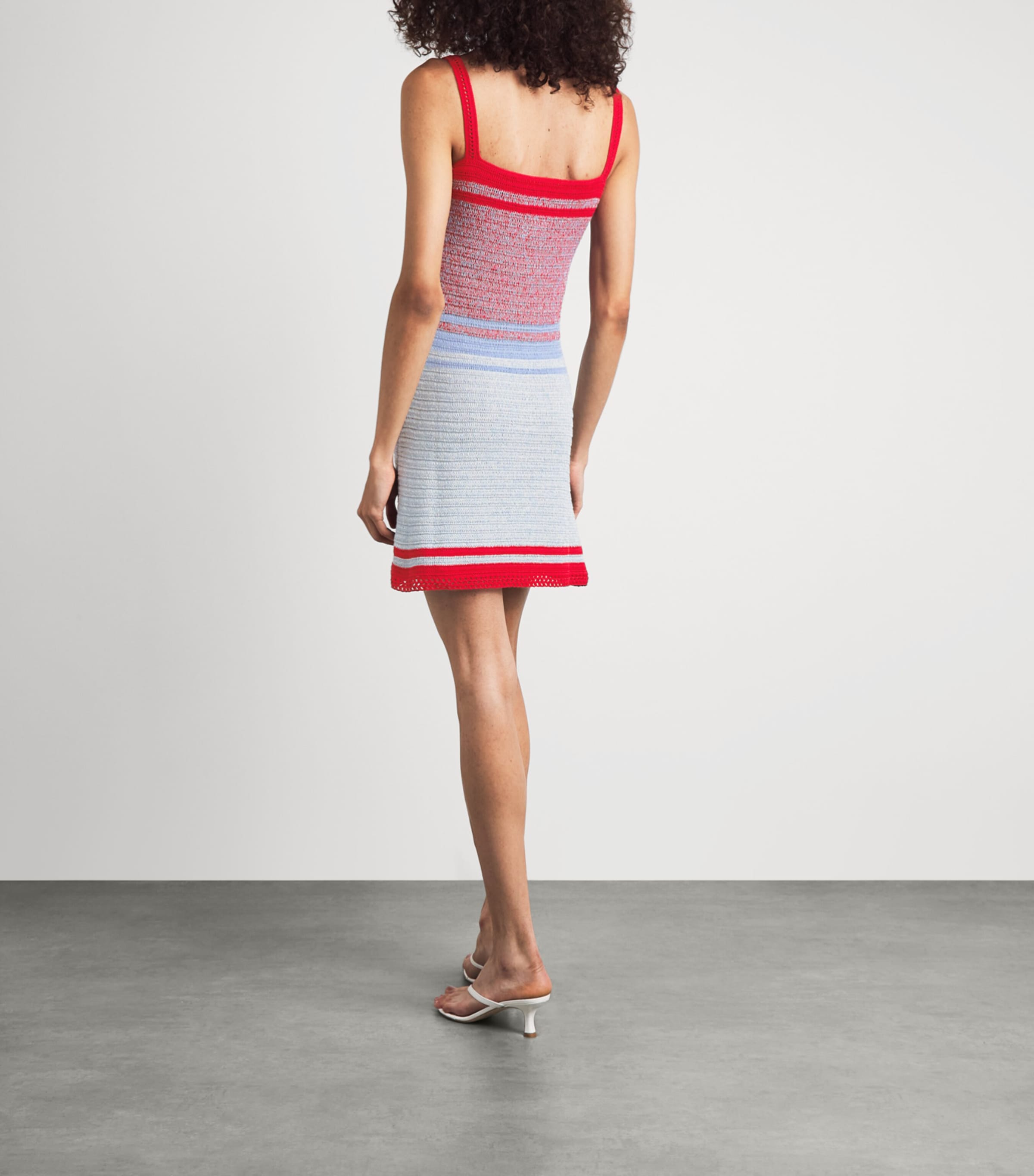 ESCVDO Womens Knitted Plumar Mini Dress Apple Red/ivory Image 4