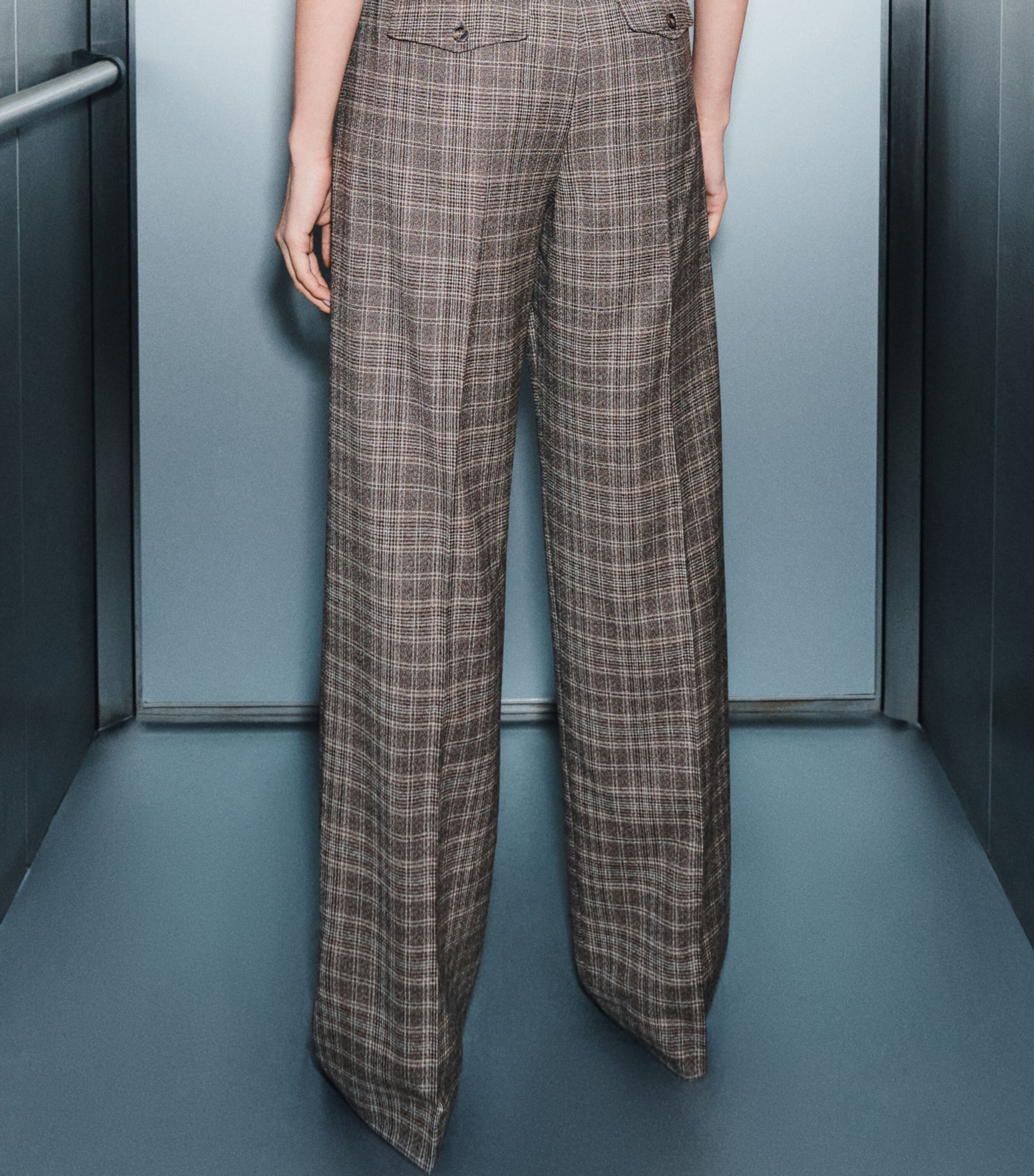 Marella Womens Wool-Blend Straight Trousers Turtledove Image 3