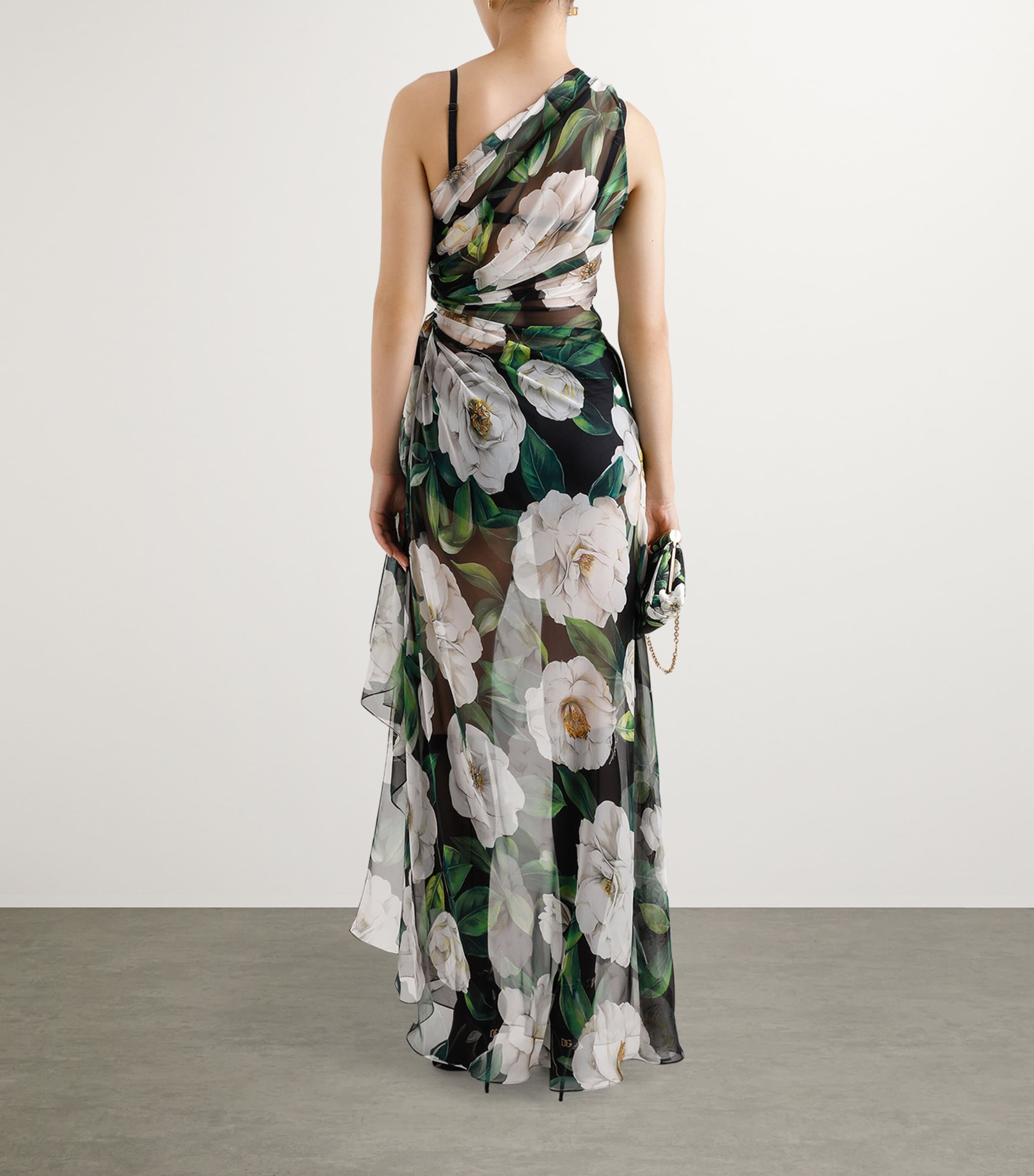 Dolce & Gabbana Multi Floral One-Shoulder Maxi Dress
