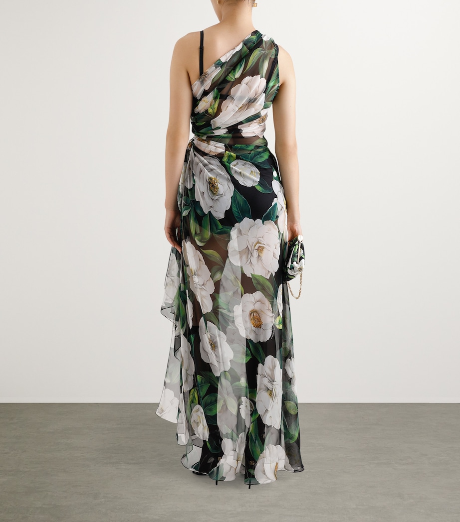 Dolce&Gabbana Womens Floral One-Shoulder Maxi Dress Gardenia F.ner Image 5