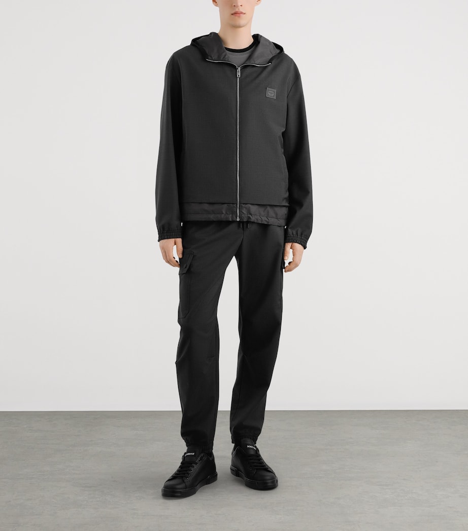 Wool-Blend Canvas Hooded Jacket N0542-IRON GREY Image 2