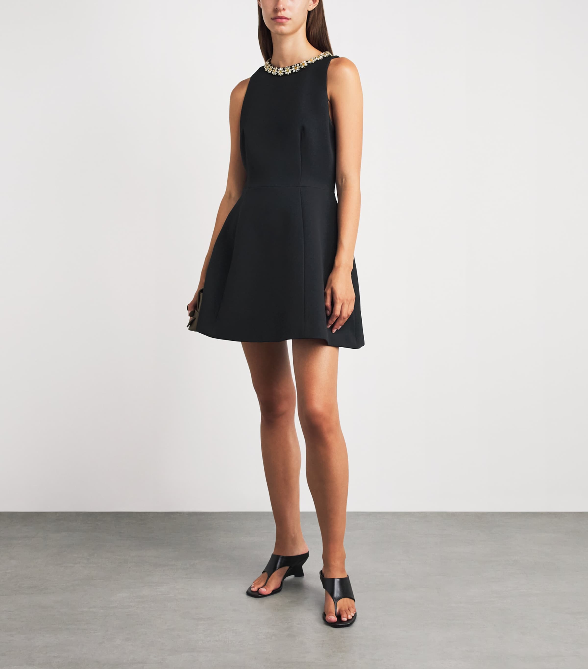 Sandro Paris Womens Crystal-Embellished Mini Dress Black Image 2