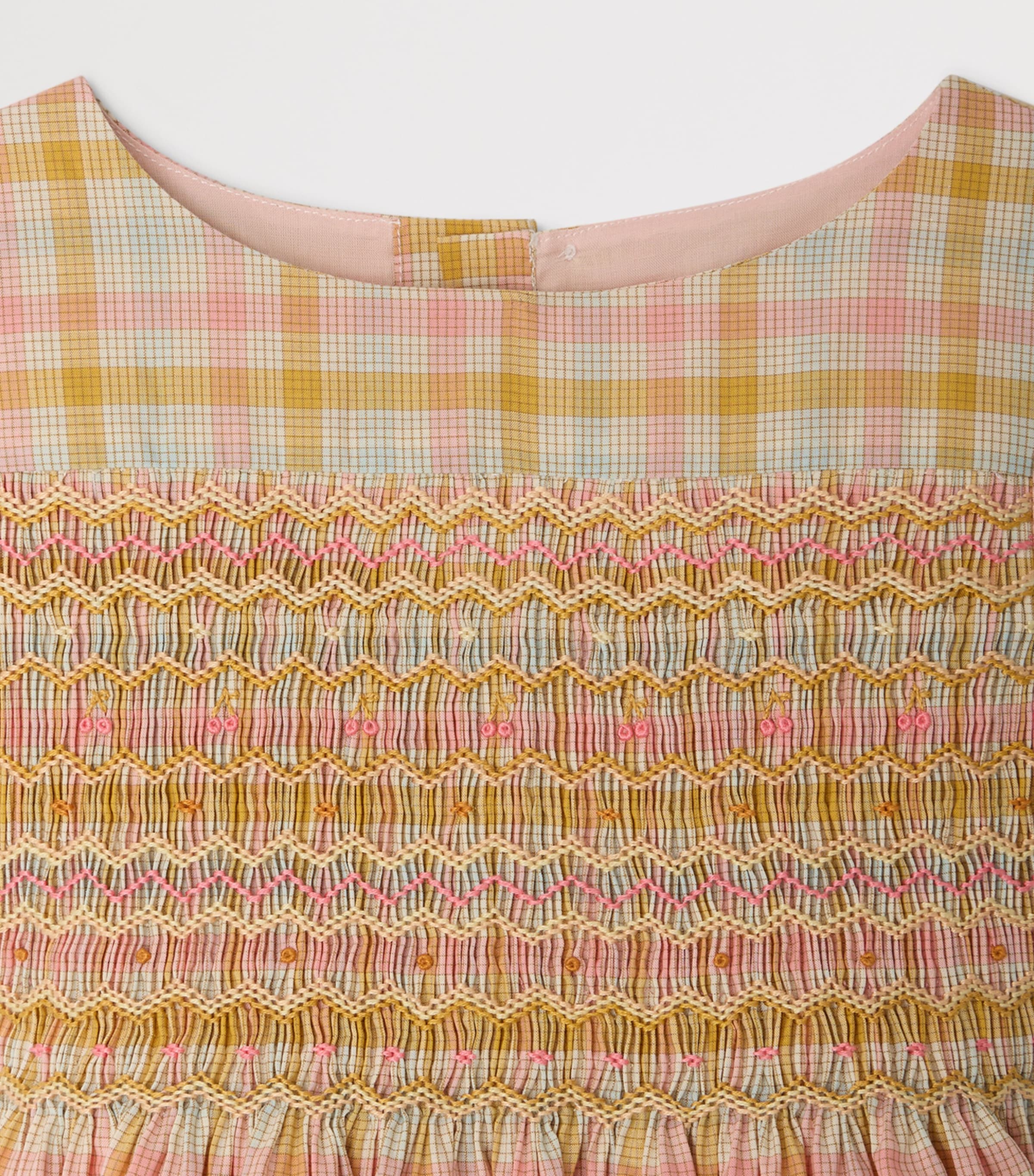 Bonpoint Cotton Check Duchesse Dress (10-12 Years) Ca Rose Image 3