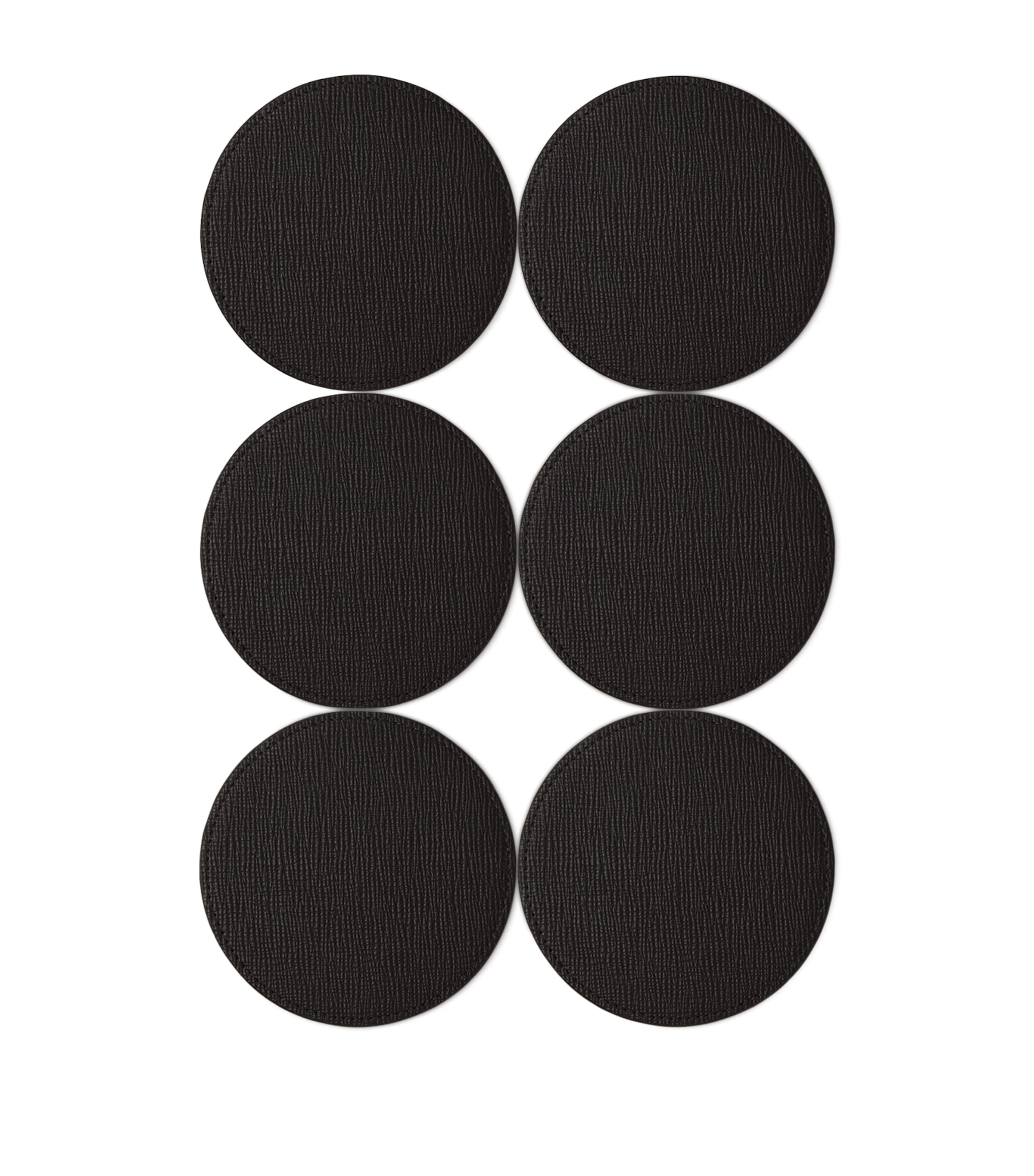 Smythson Panama Leather Coasters (Set of 6) Black Image 3