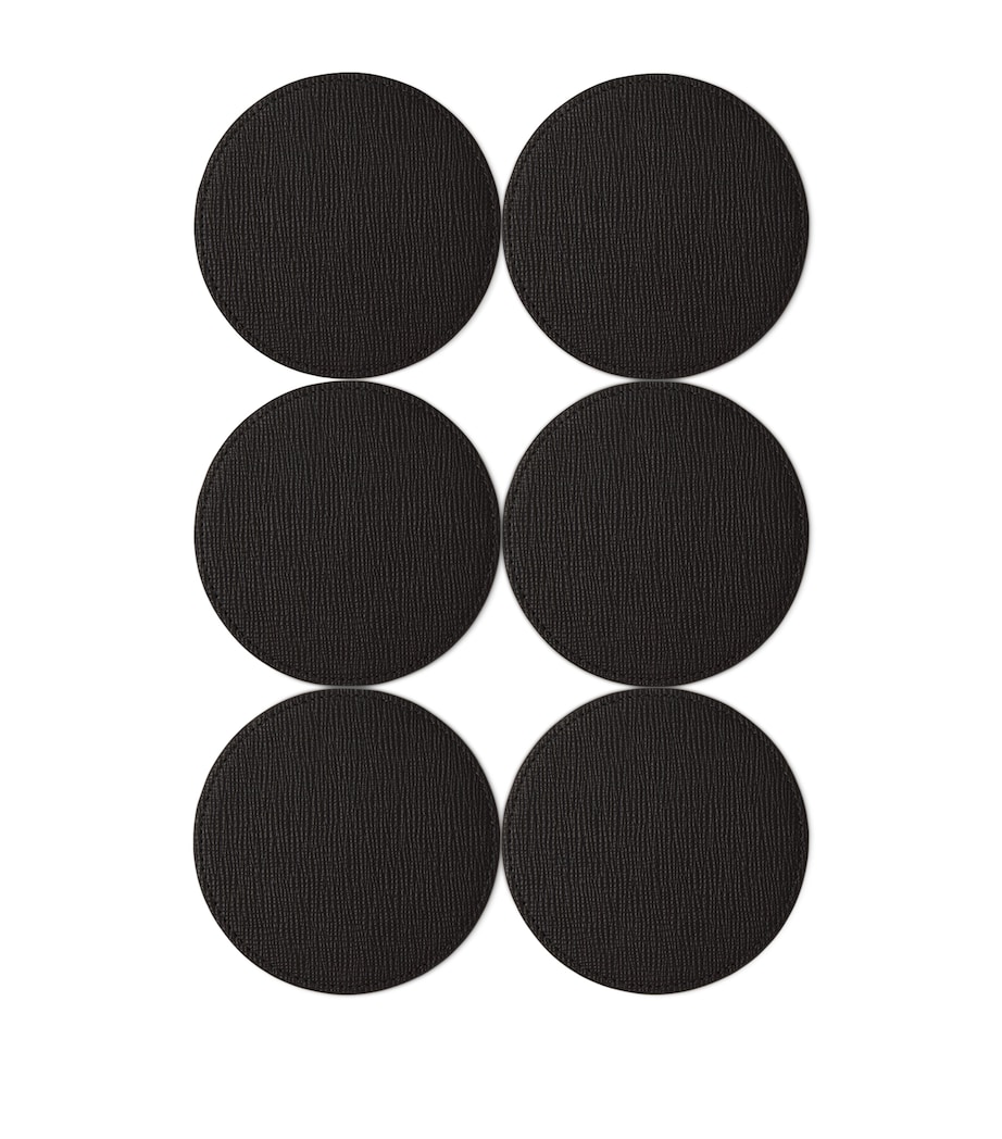 Smythson Panama Leather Coasters (Set of 6) Black Image 3