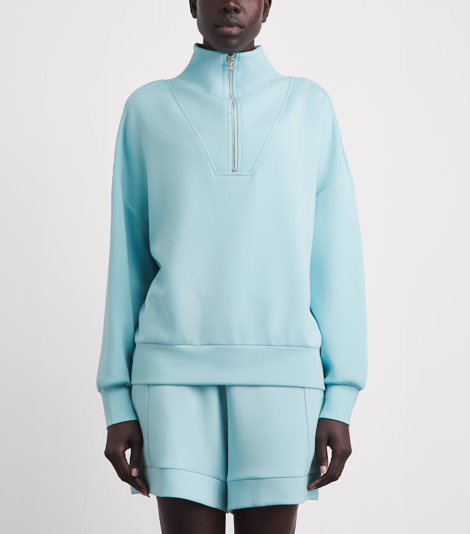 Varley Womens DoubleSoft Hawley Half-Zip Sweatshirt Porcelain Blue Image 4