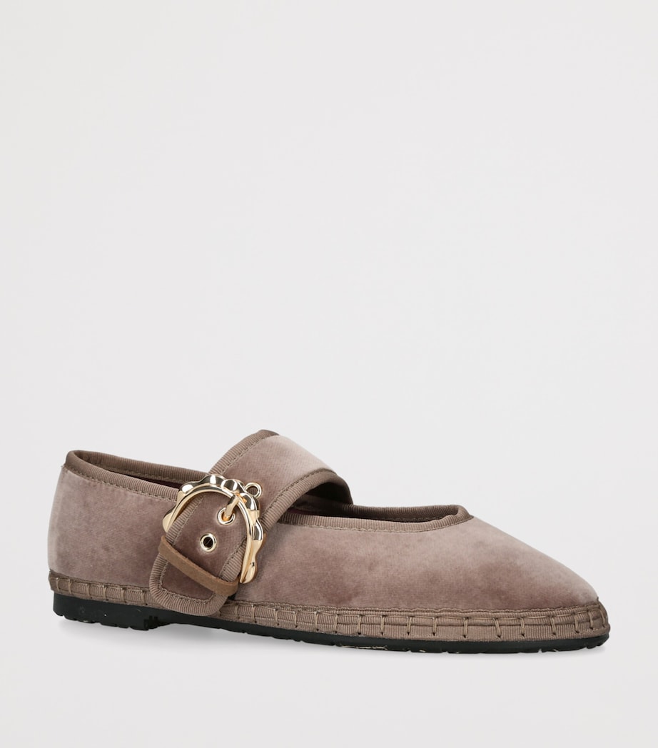 Flabelus Velvet Sophie Mary Janes Brown Image 3