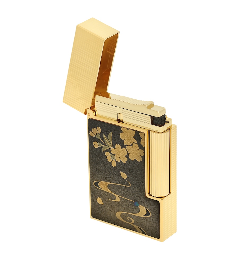 S.T. Dupont Maki-e Ryusui Shunju Ligne 2 Cling Lighter Bronze Brown & Gold Image 2