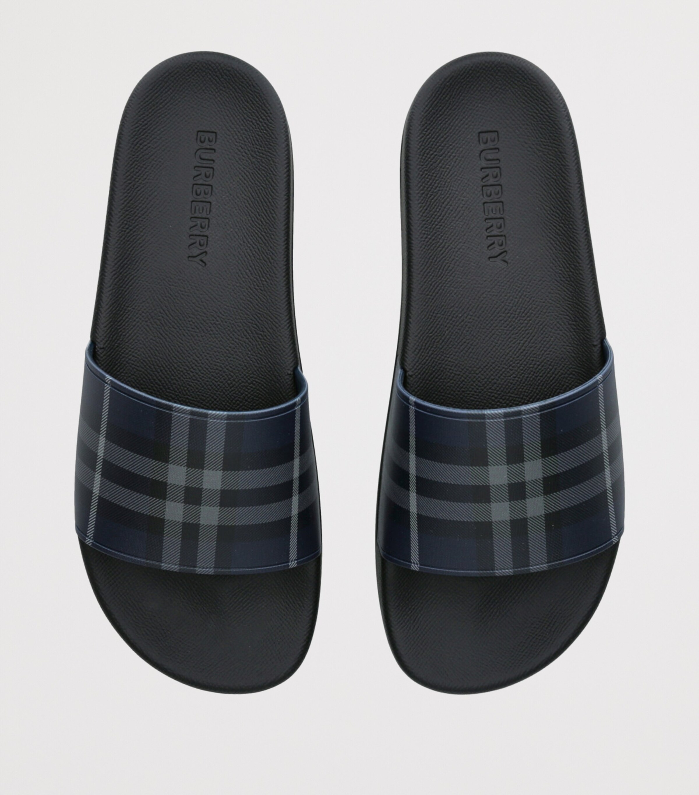 Burberry Check Furley Slides Navy Image 4