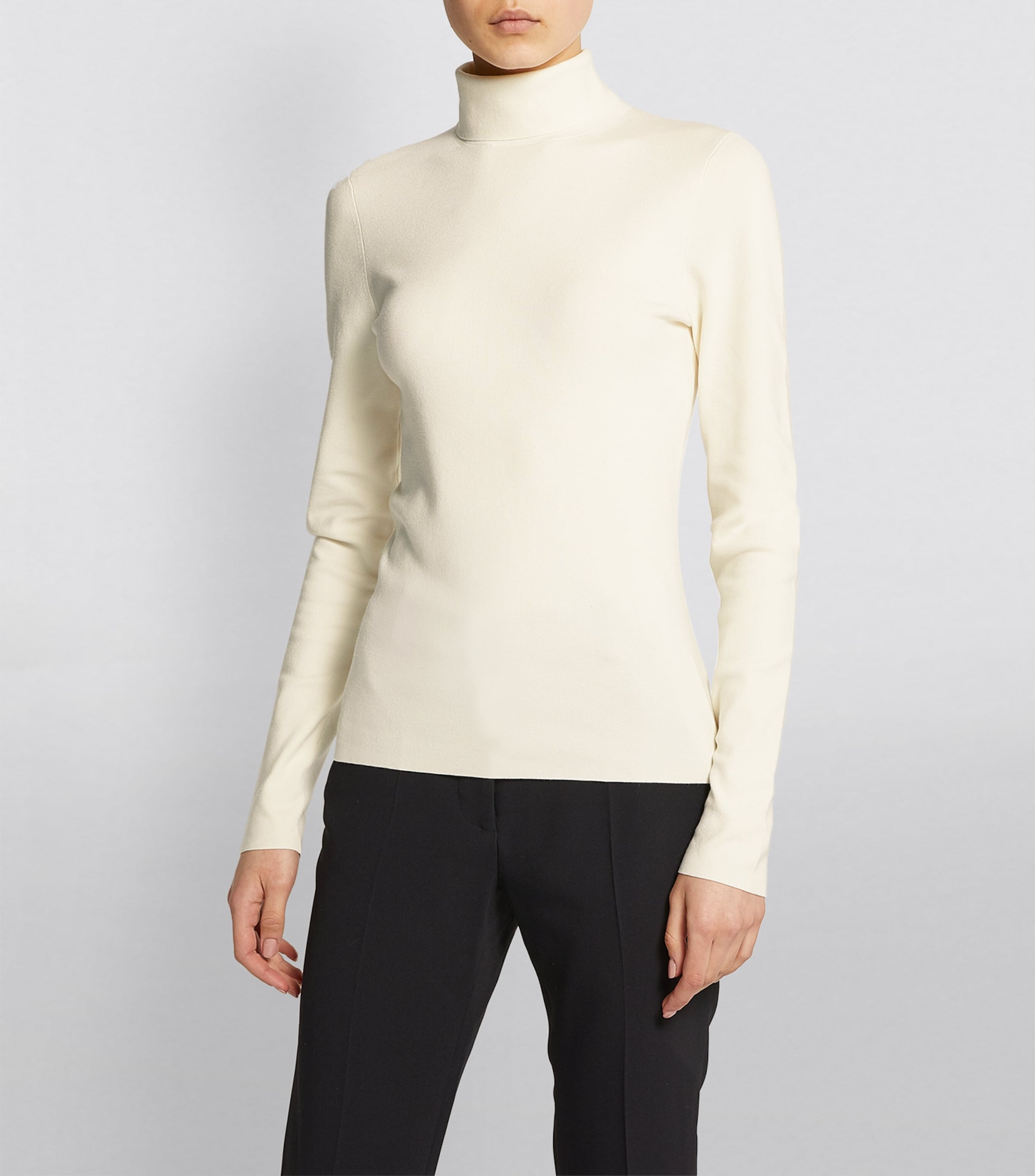 Silk Stretch High Neck Top IVORY Image 3