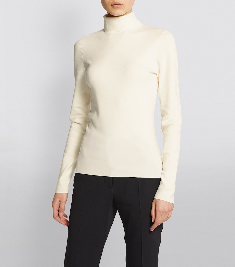 Silk Stretch High Neck Top IVORY Image 3