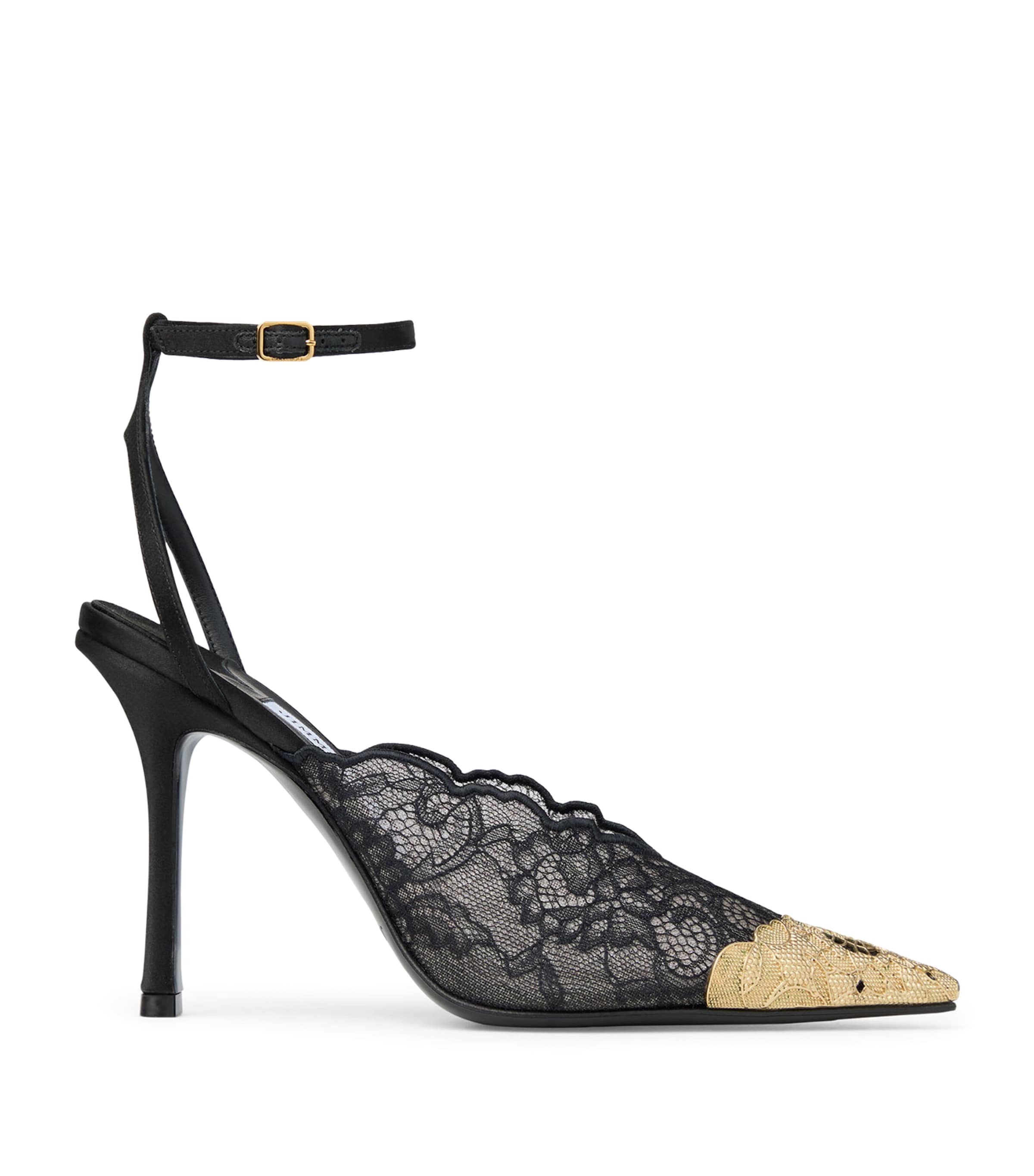 Jimmy Choo Faiz 100 Lace Pumps Black/vintage Gold Image 1