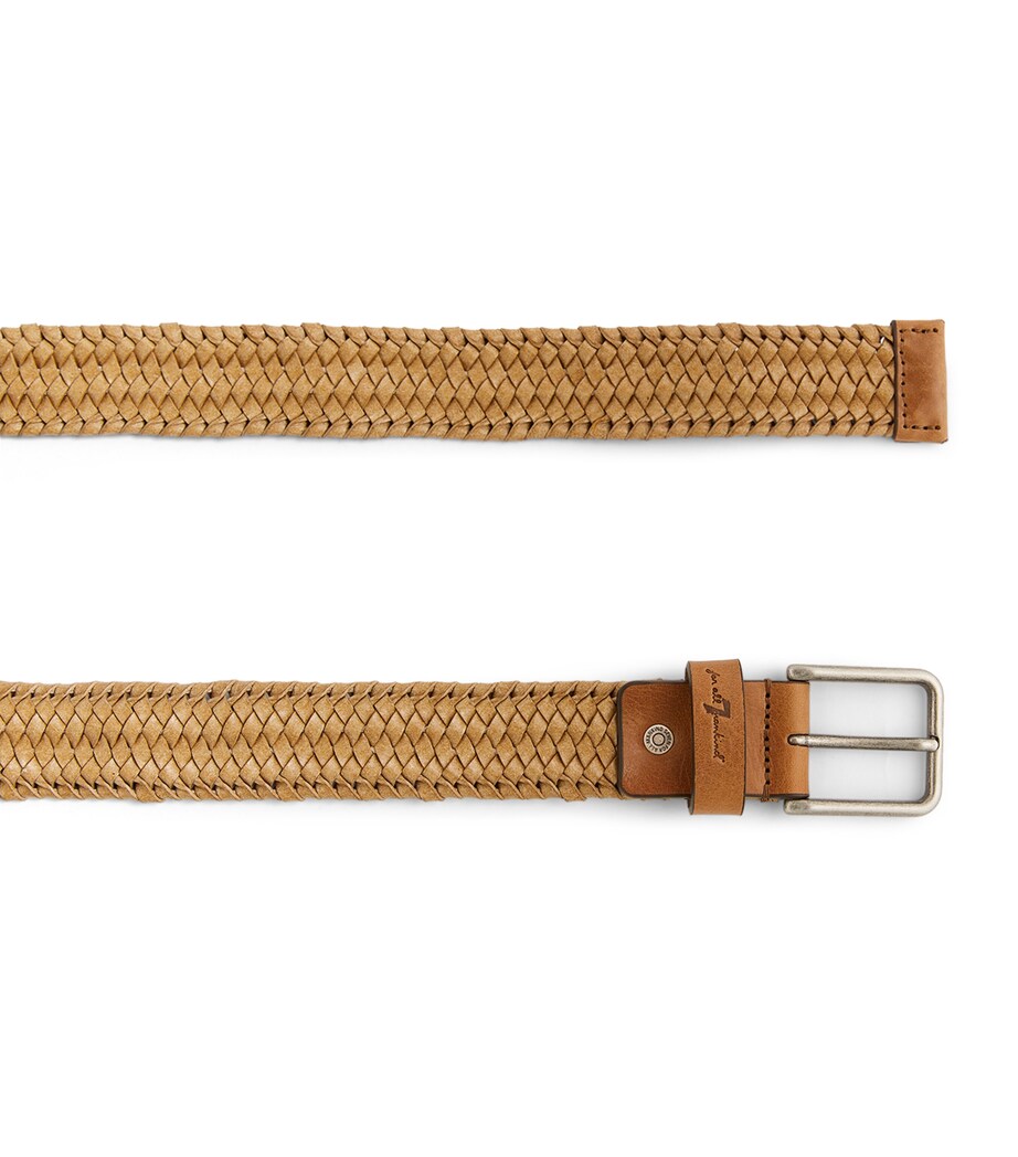 7 For All Mankind Leather Woven Belt Taupe Woven Image 3