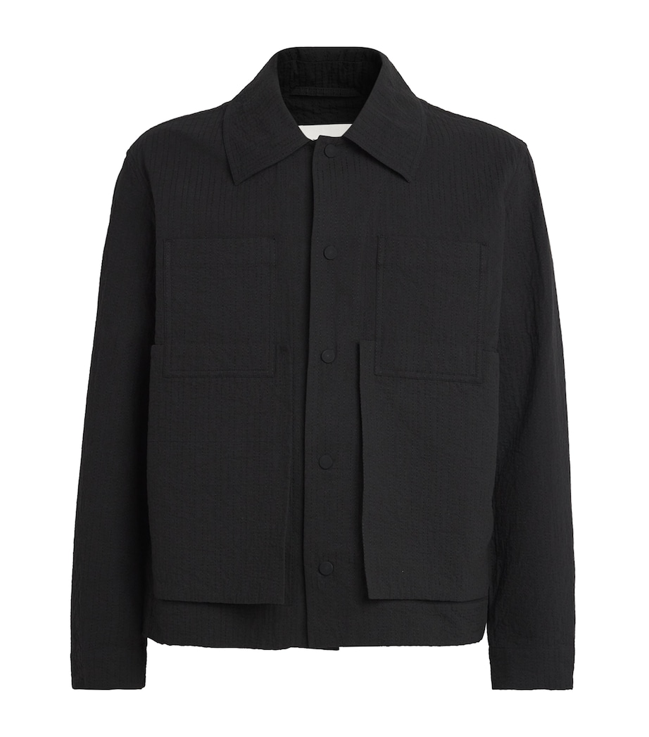 Cotton Embroidered Worker Jacket BLACK Image 1
