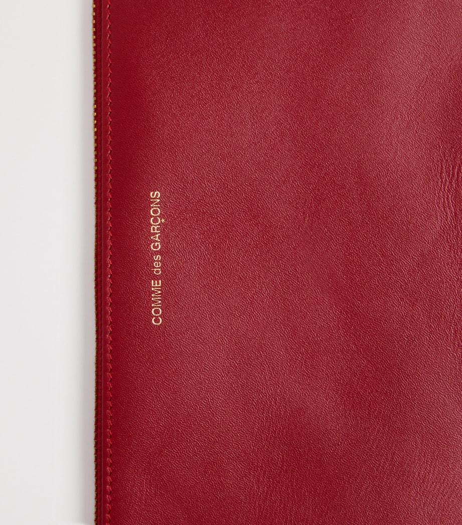 Large Leather Zipped Pouch RED Image 4