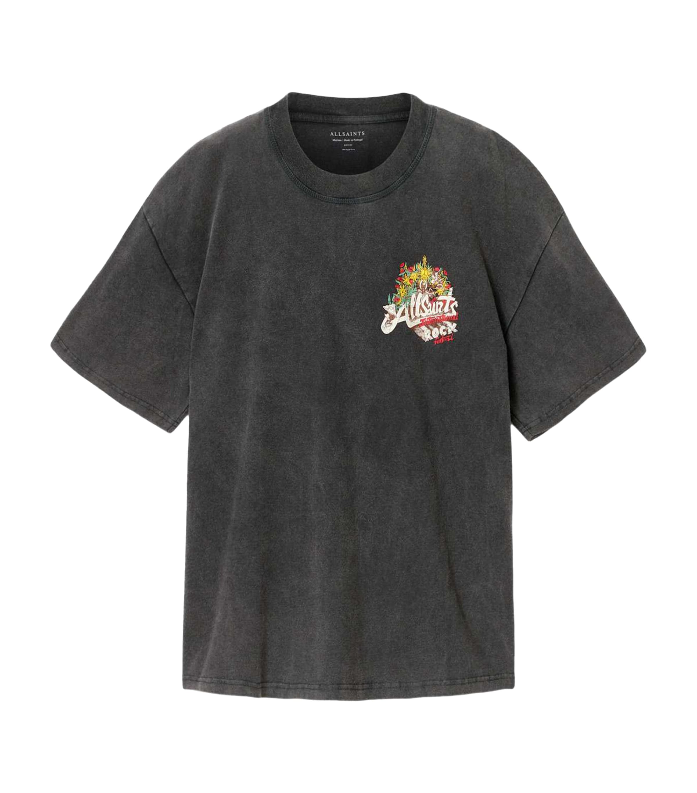 AllSaints Mens Organic Cotton Roque T-Shirt Washed Black Image 1