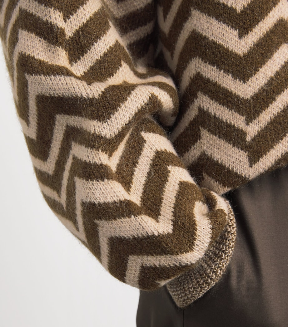 Wool-Blend Chevron Jacquard Sweater F6163 Image 6