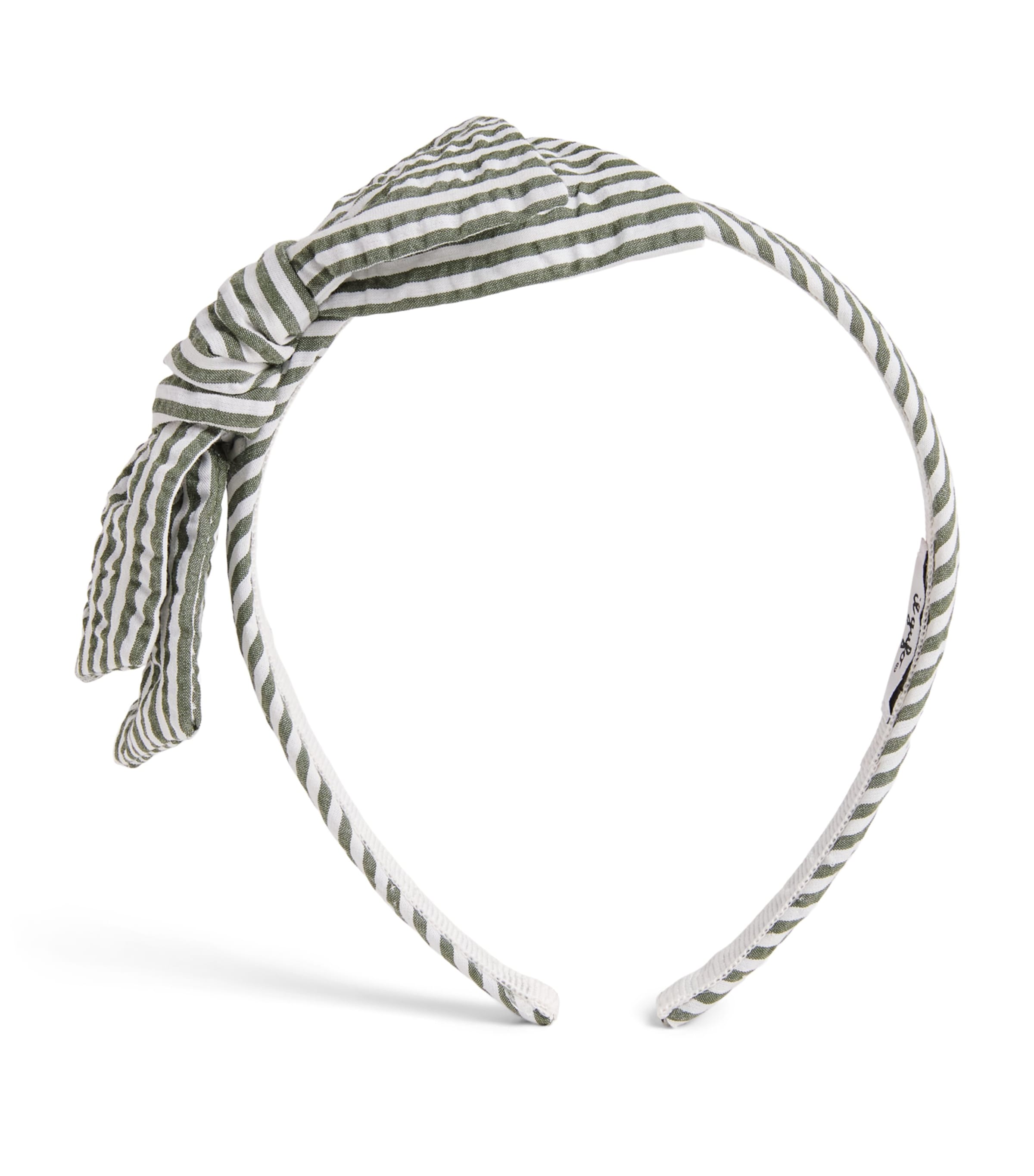 Il Gufo Stripe Bow Headband In Green