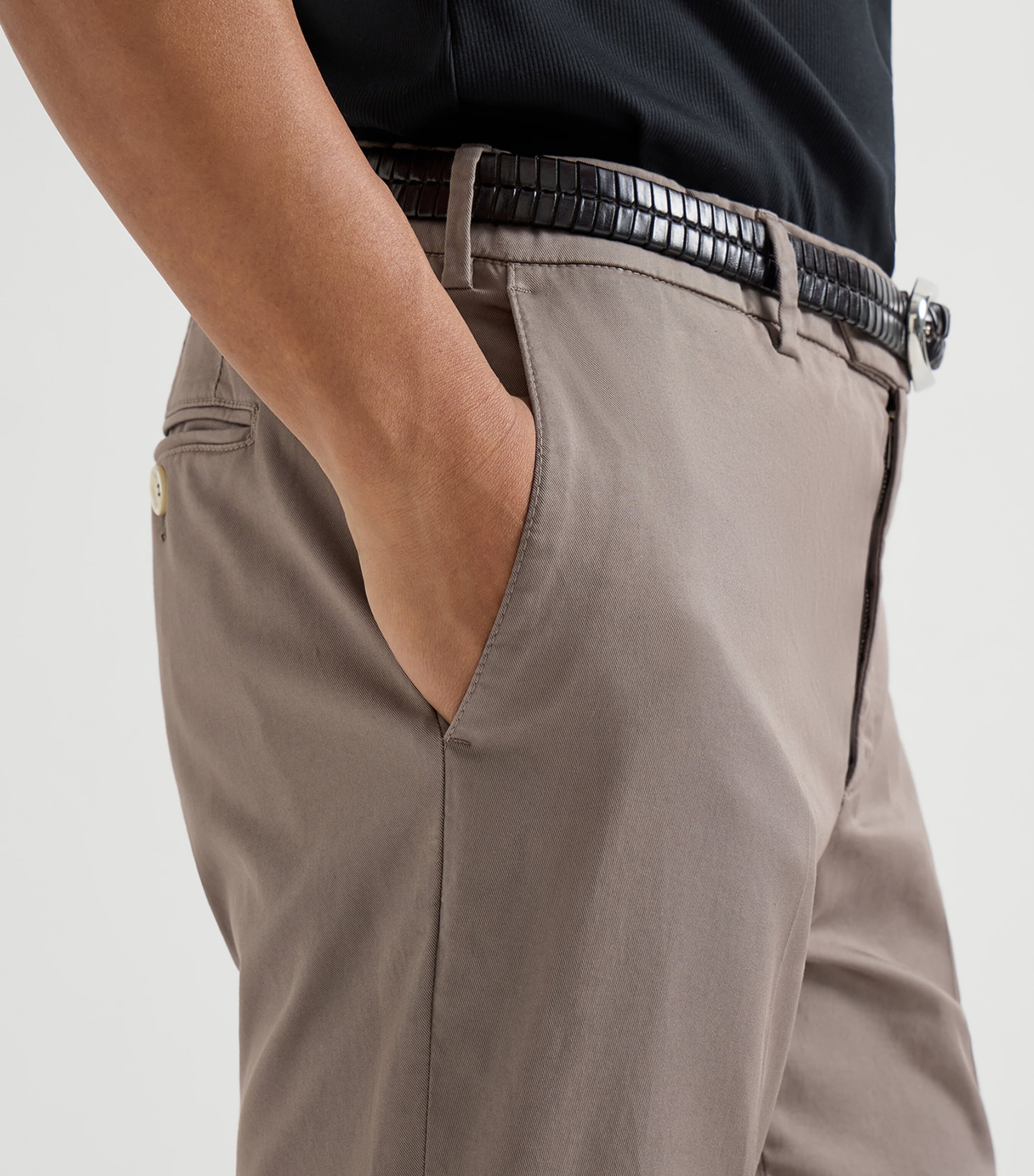 Brunello Cucinelli Brown Stretch-Cotton Comfort Gabardine Italian