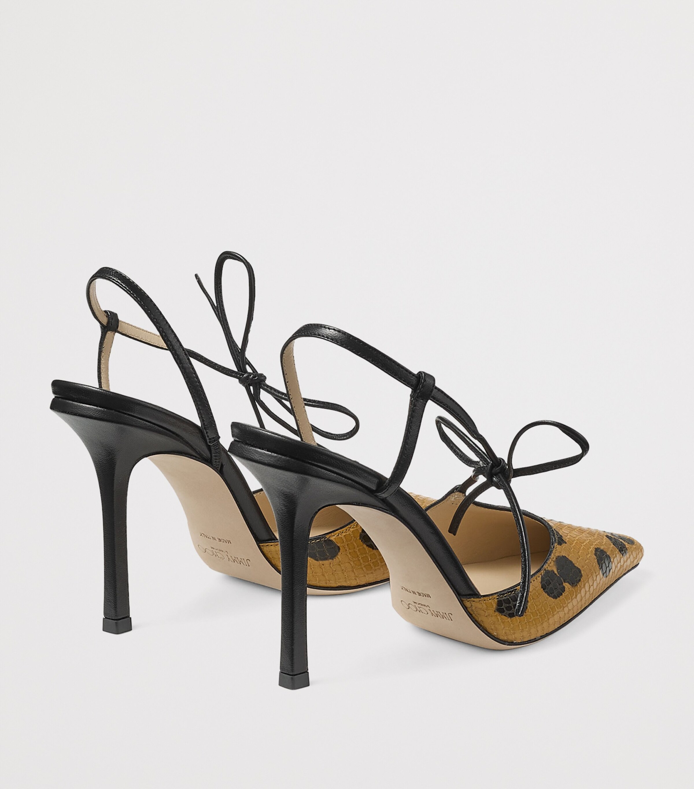 Jimmy Choo Archive Collection: Leather Spotted Heeled Slingbacks Cigar/black Image 3