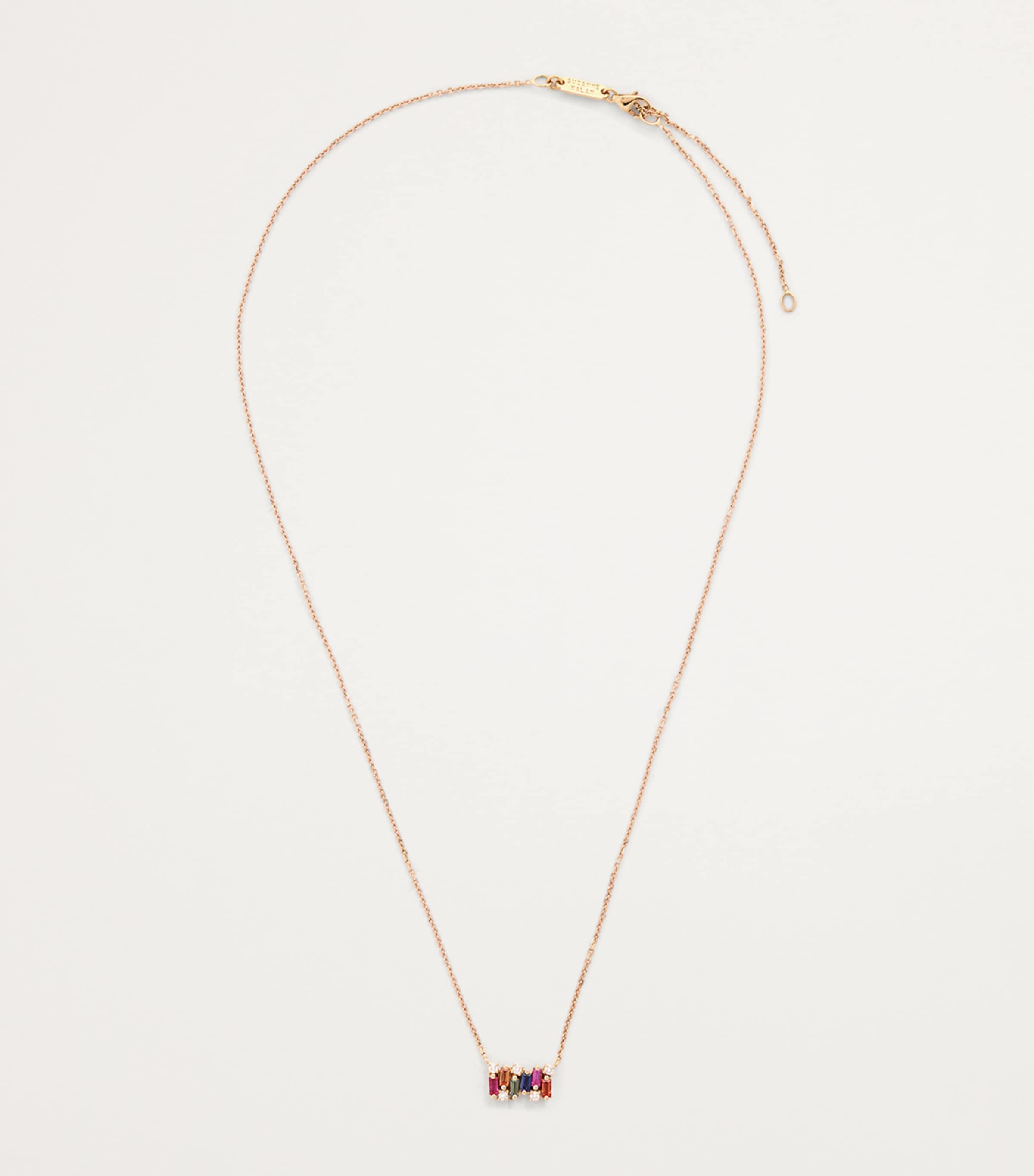 Suzanne Kalan Rose Gold, Diamond and Rainbow Sapphire Shimmer Necklace Rg/rs Image 3