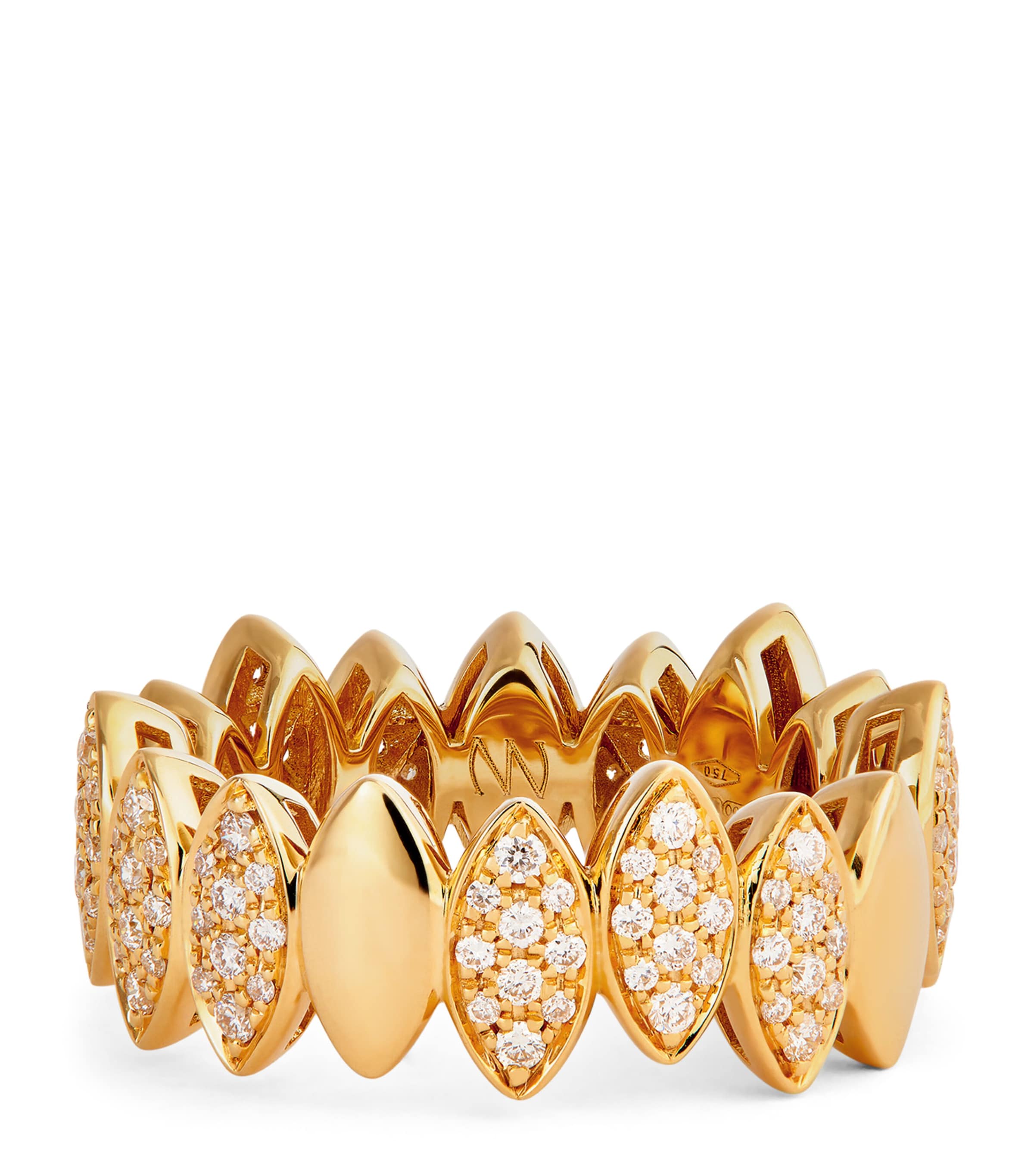 Netali Nissim Yellow Gold And Diamond Navette Ring In Gold