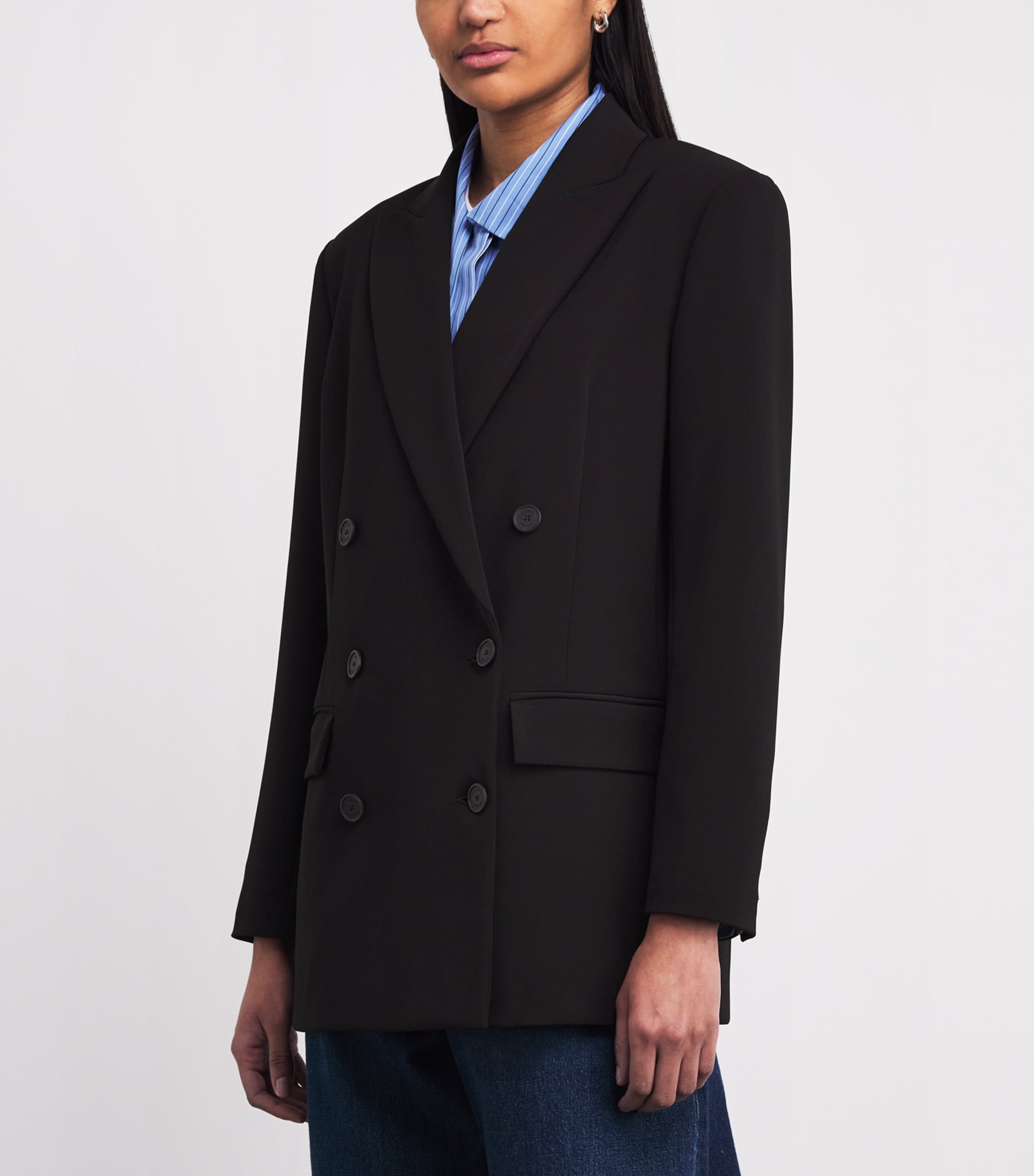 Claudie Pierlot Womens Double-Breasted Tailored Blazer Black Image 4
