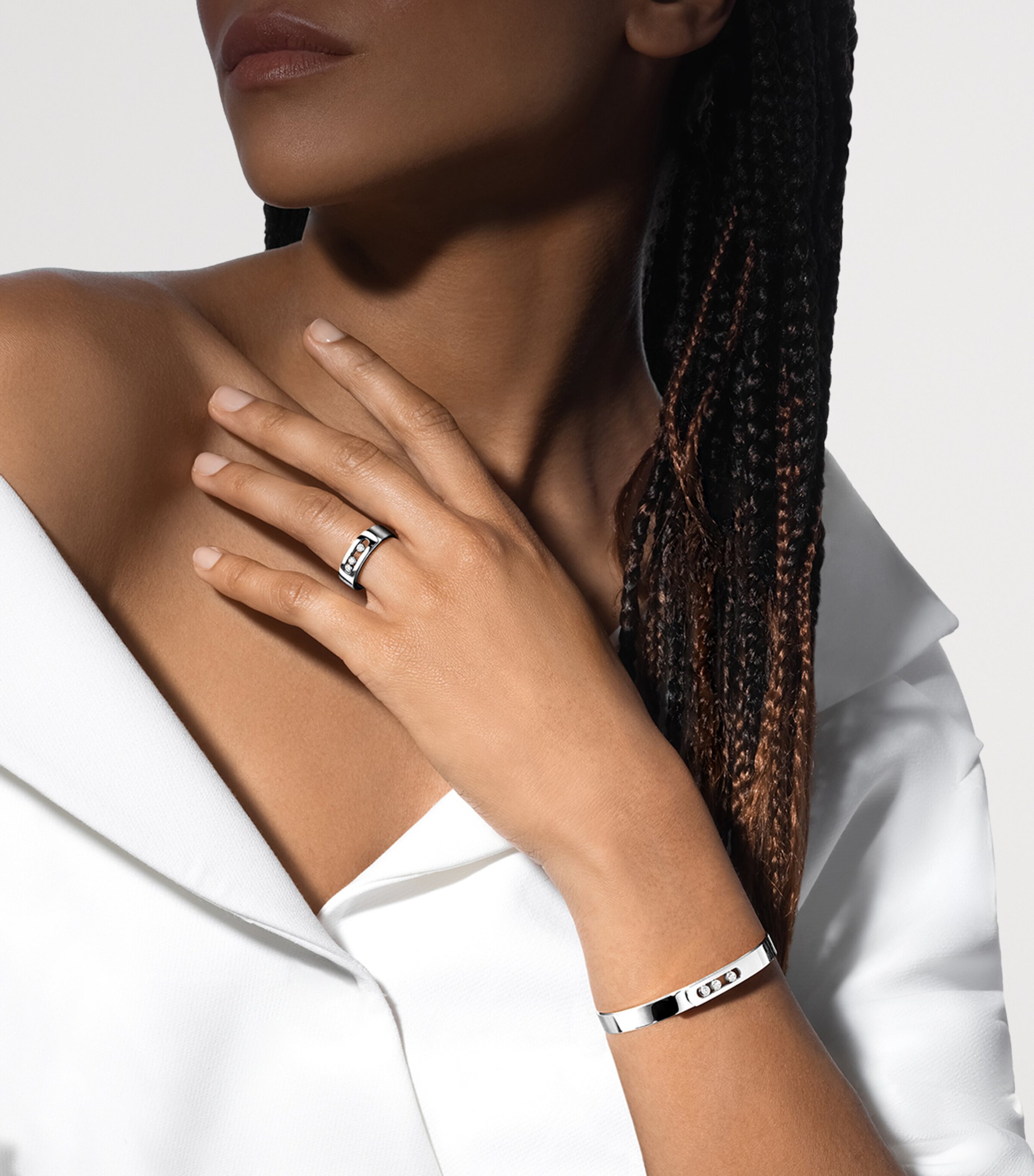 Messika Move Noa White Gold and Diamond Bangle White Gold Image 2