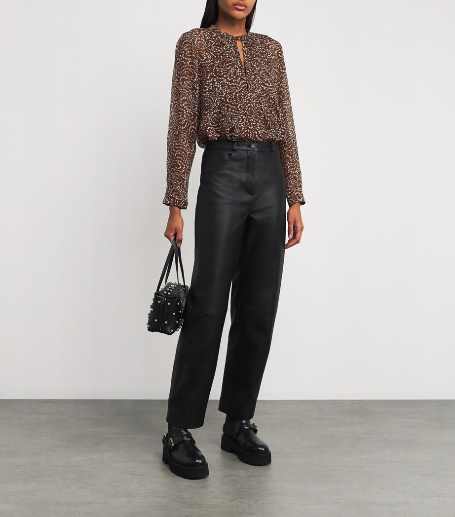 Silk-Blend Floral Amaris Blouse BRWFL Image 2