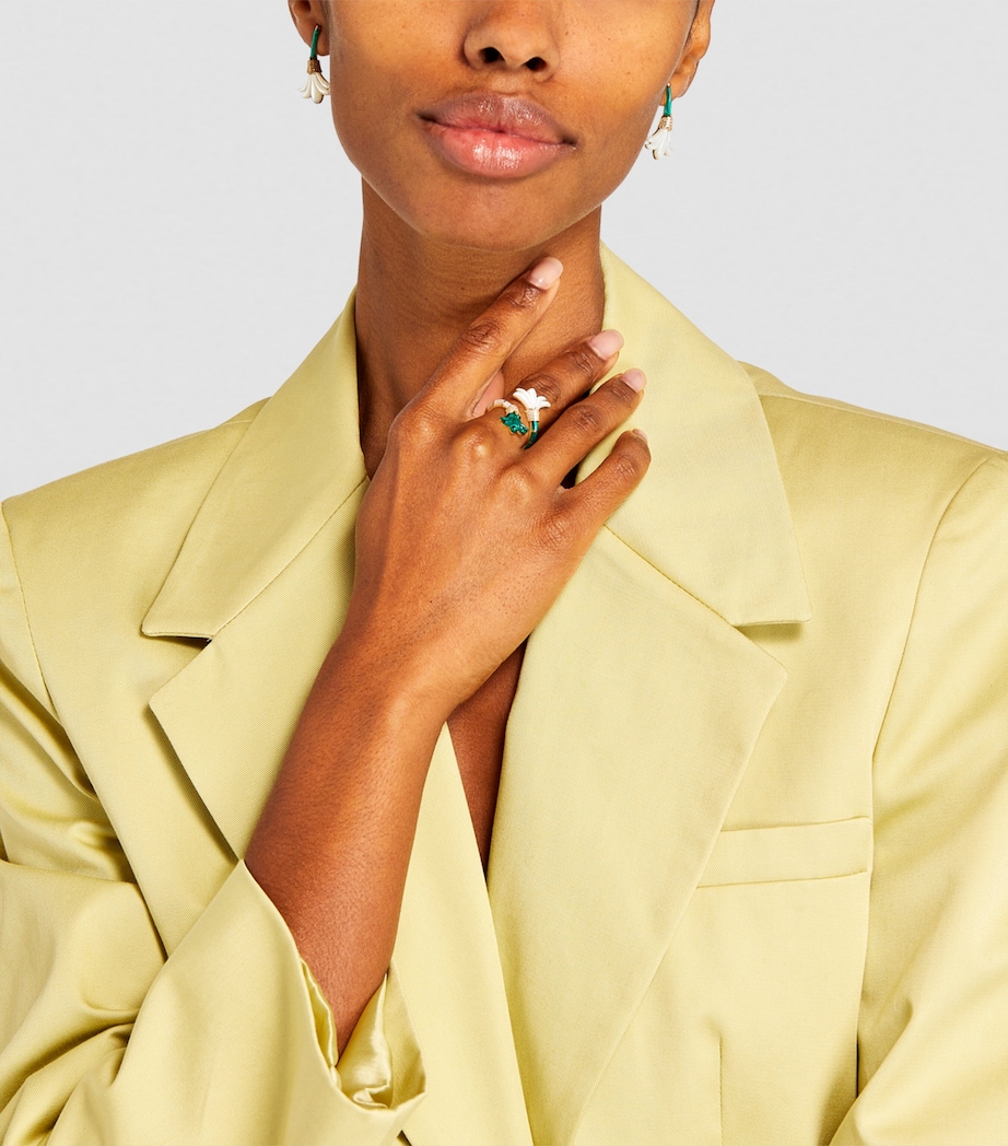 L'ATELIER NAWBAR Yellow Gold, Diamond, Mother-of-Pearl and Malachite Psychedeliah Earrings Yellow Gold Image 4