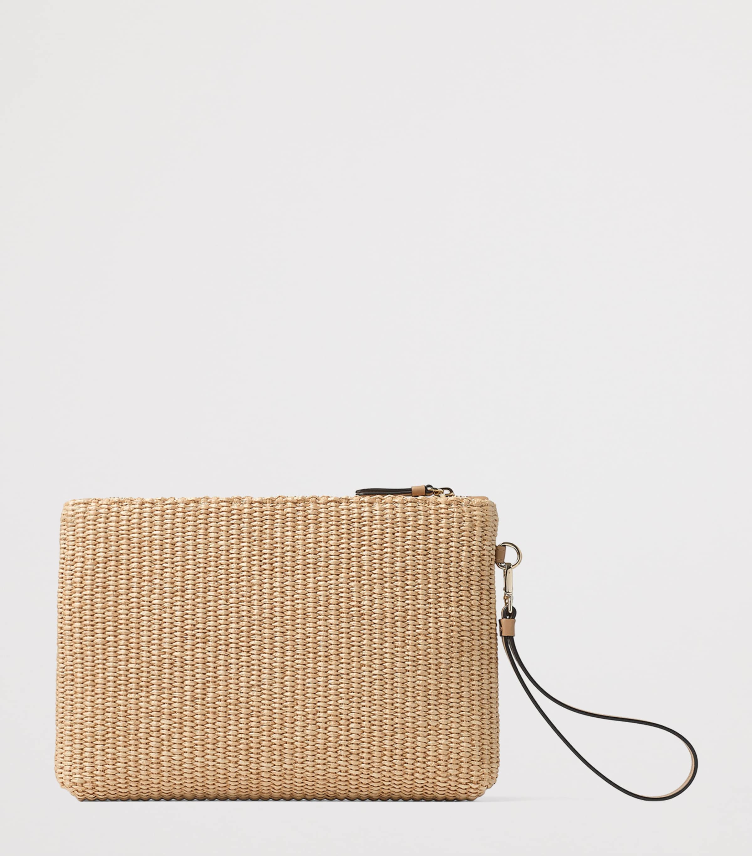 Jimmy Choo Raffia Zip-Up Pouch Natural/latte Image 3