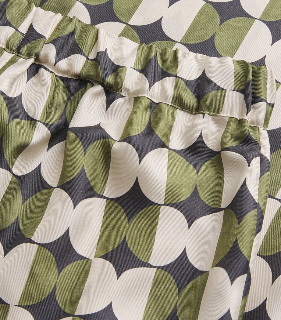 Silk Graphic Print Wide-leg Trousers BLACK Image 5