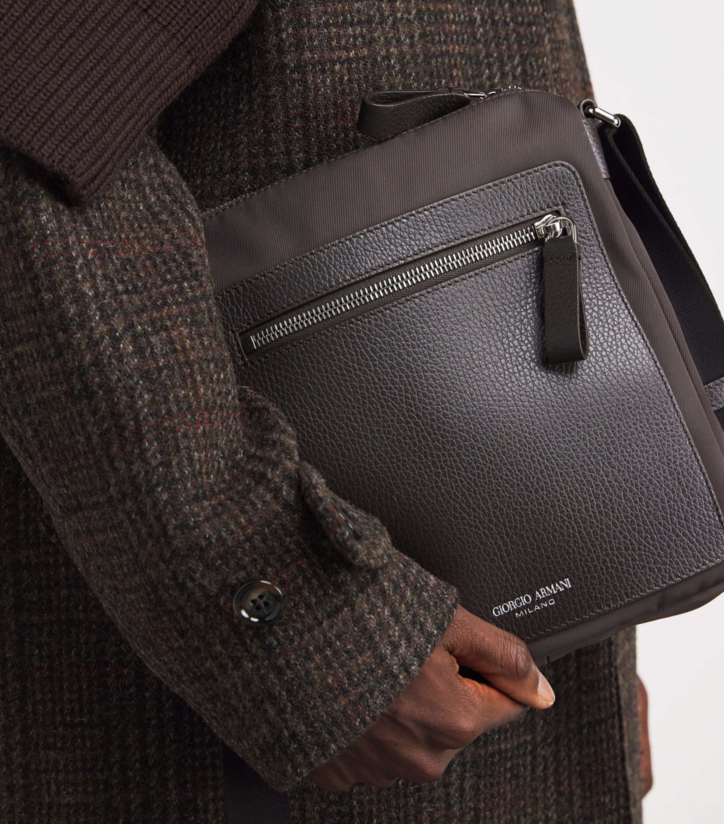 Leather-Trim Cross-Body Bag U6031 Image 2