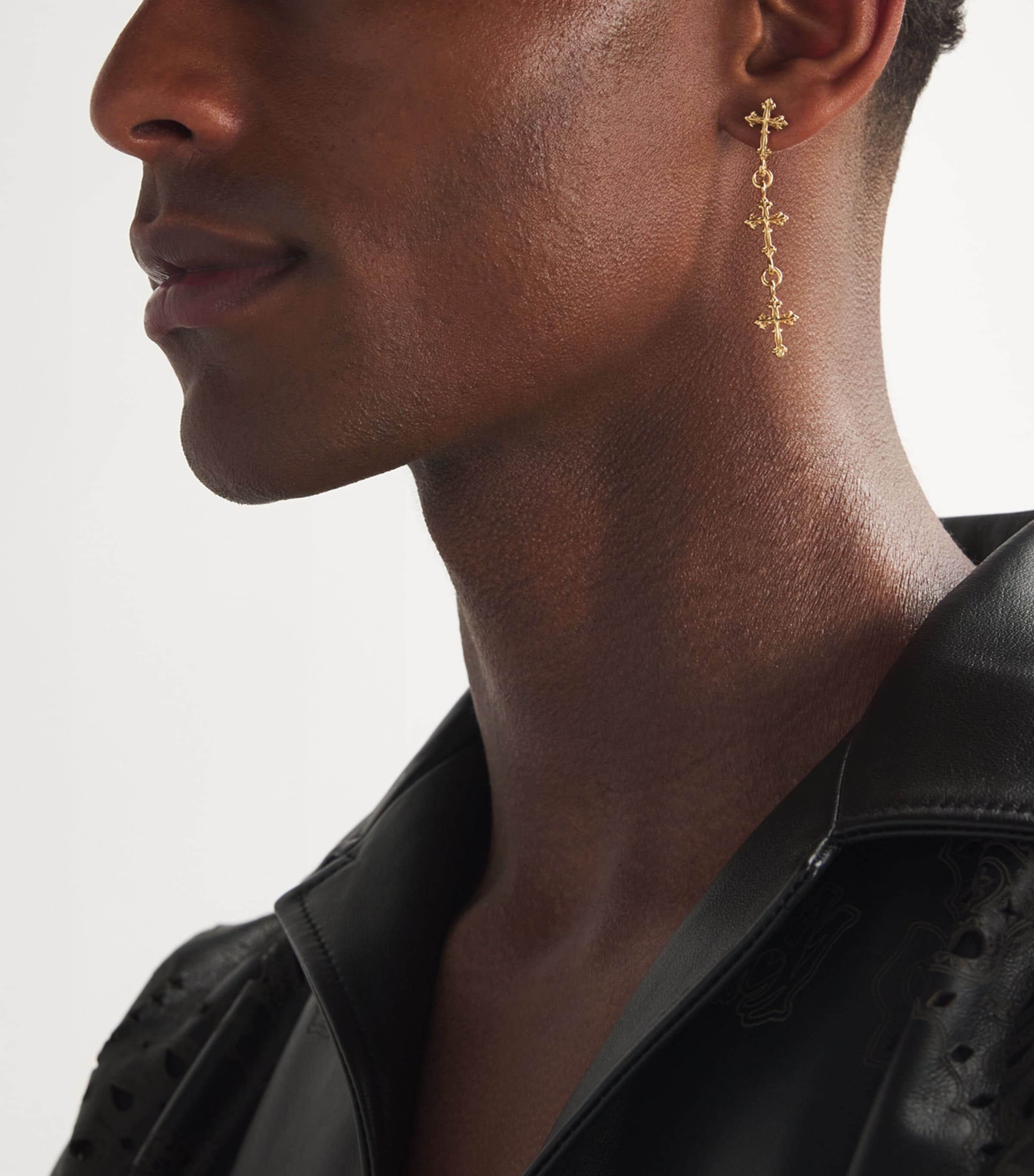 Gold-Plated Cross Drop Single Earring SILVER Image 2