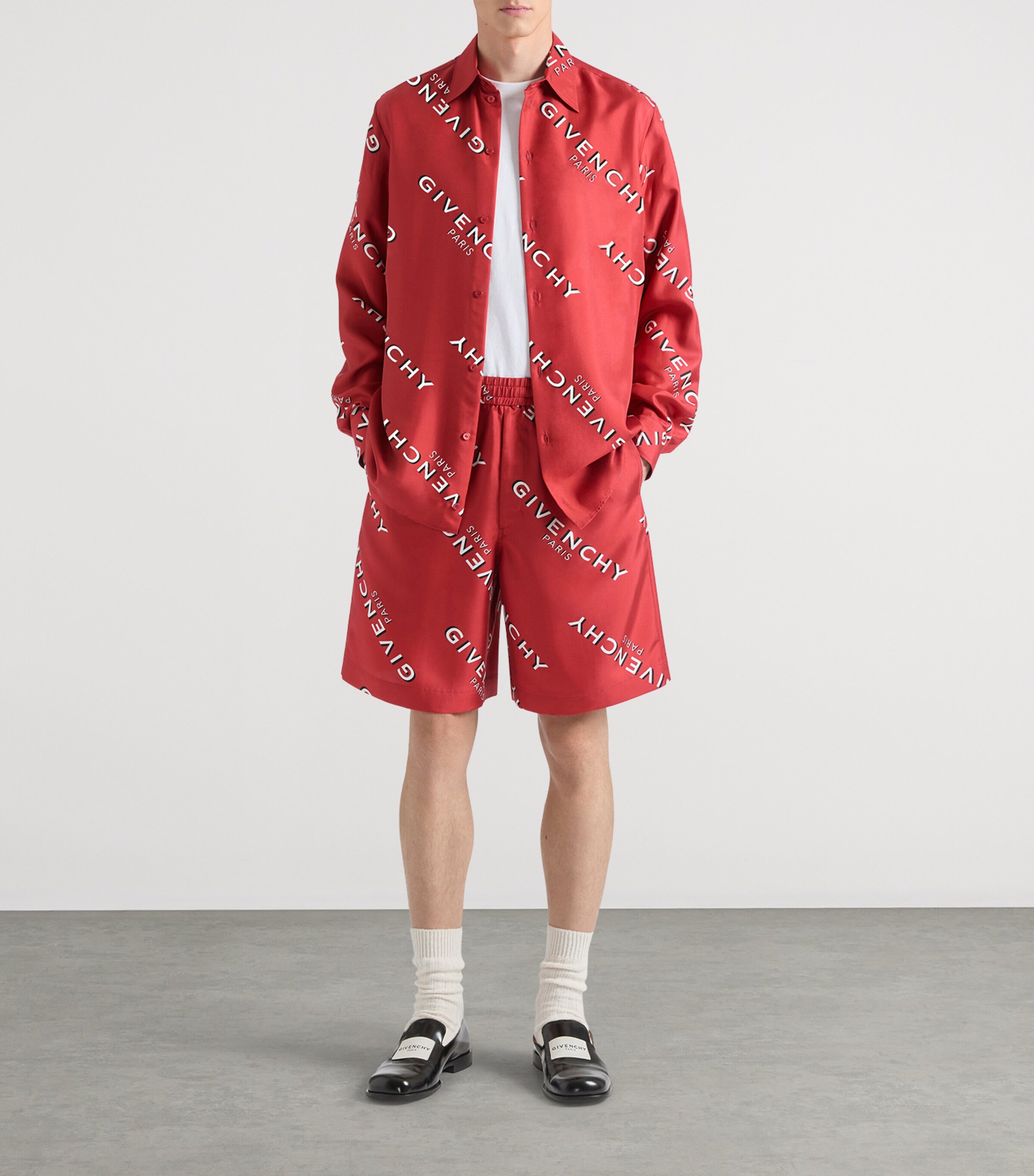 Givenchy Mens Cotton Logo Shirt Red Image 5