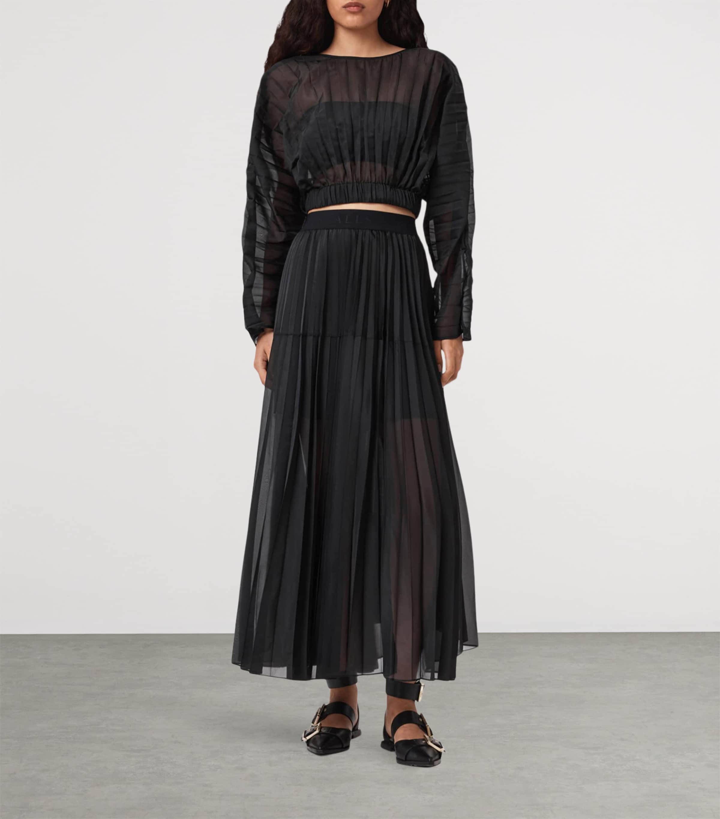 Pleated Micaela Maxi Skirt BLACK Image 3