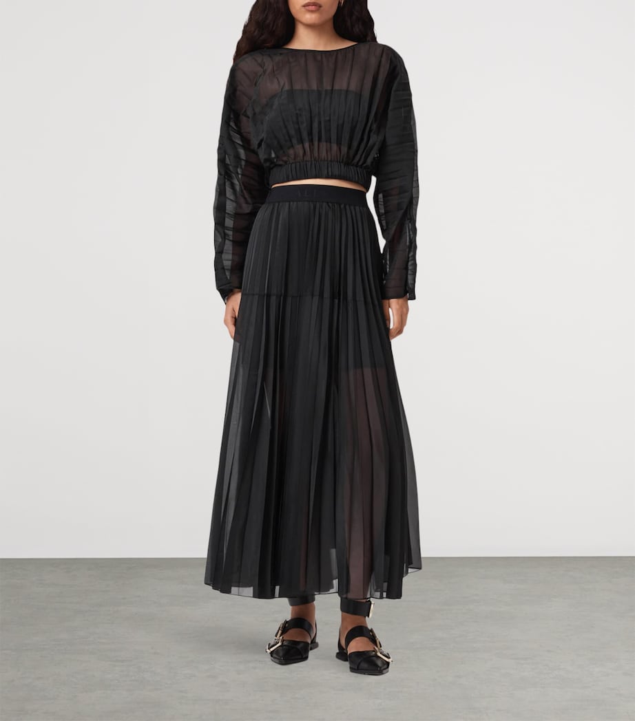 Pleated Micaela Maxi Skirt BLACK Image 3